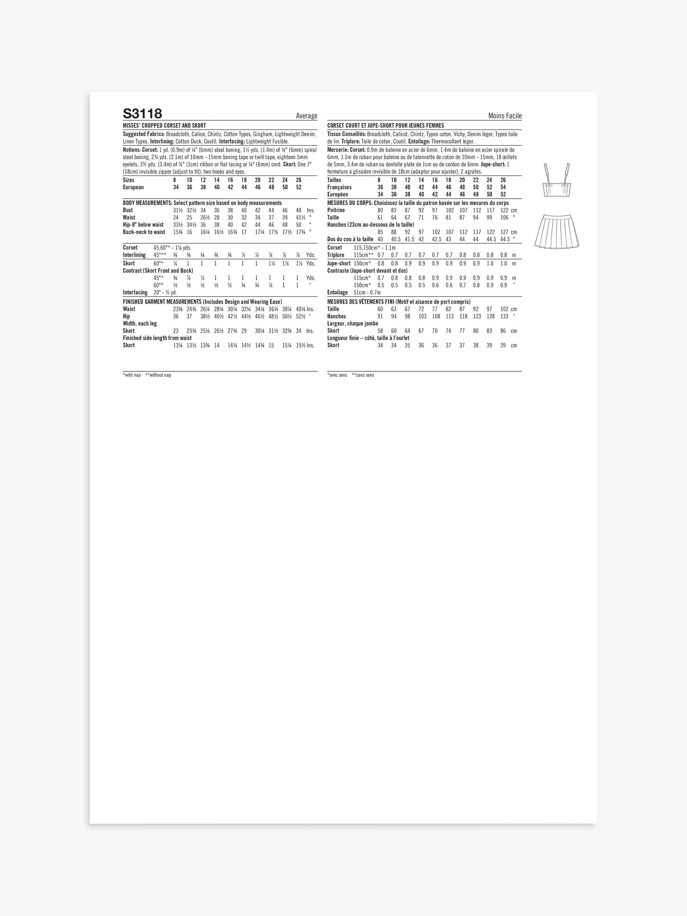 Simplicity sewing pattern S3118 - British product