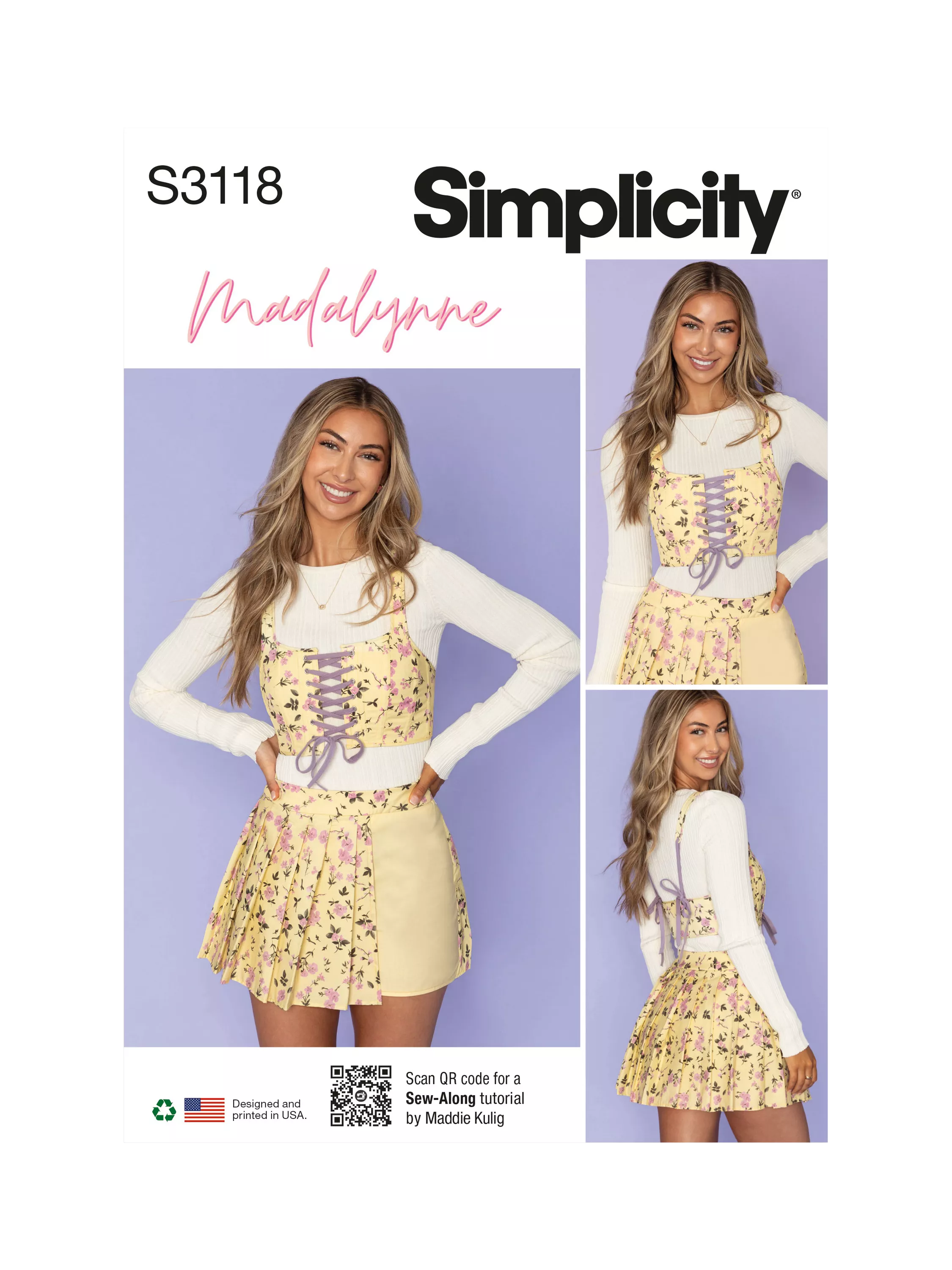 Simplicity Misses' Cropped Corset and Skort Sewing Pattern S3118