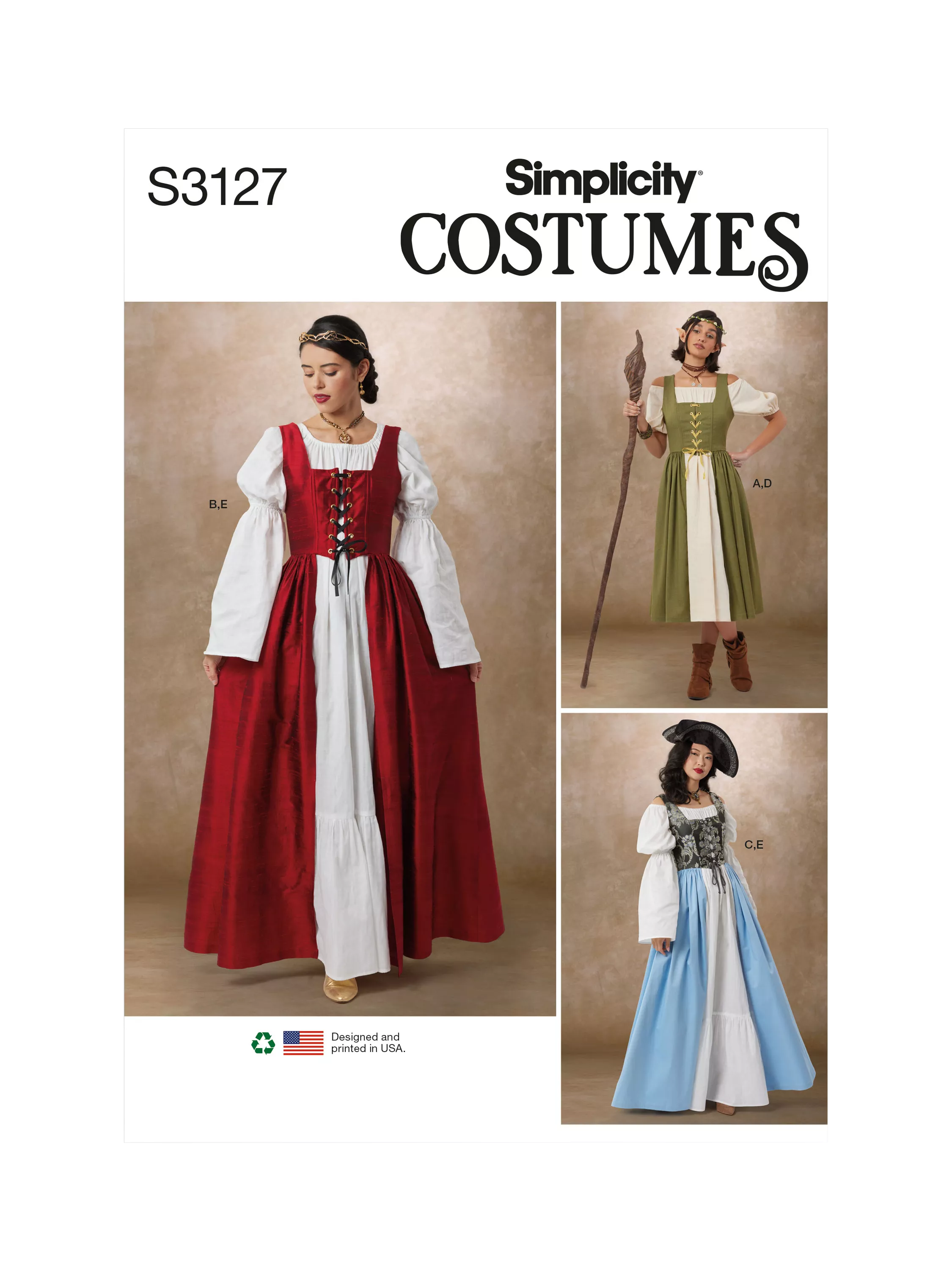 Simplicity S3127 costume overdress sewing pattern, UK version