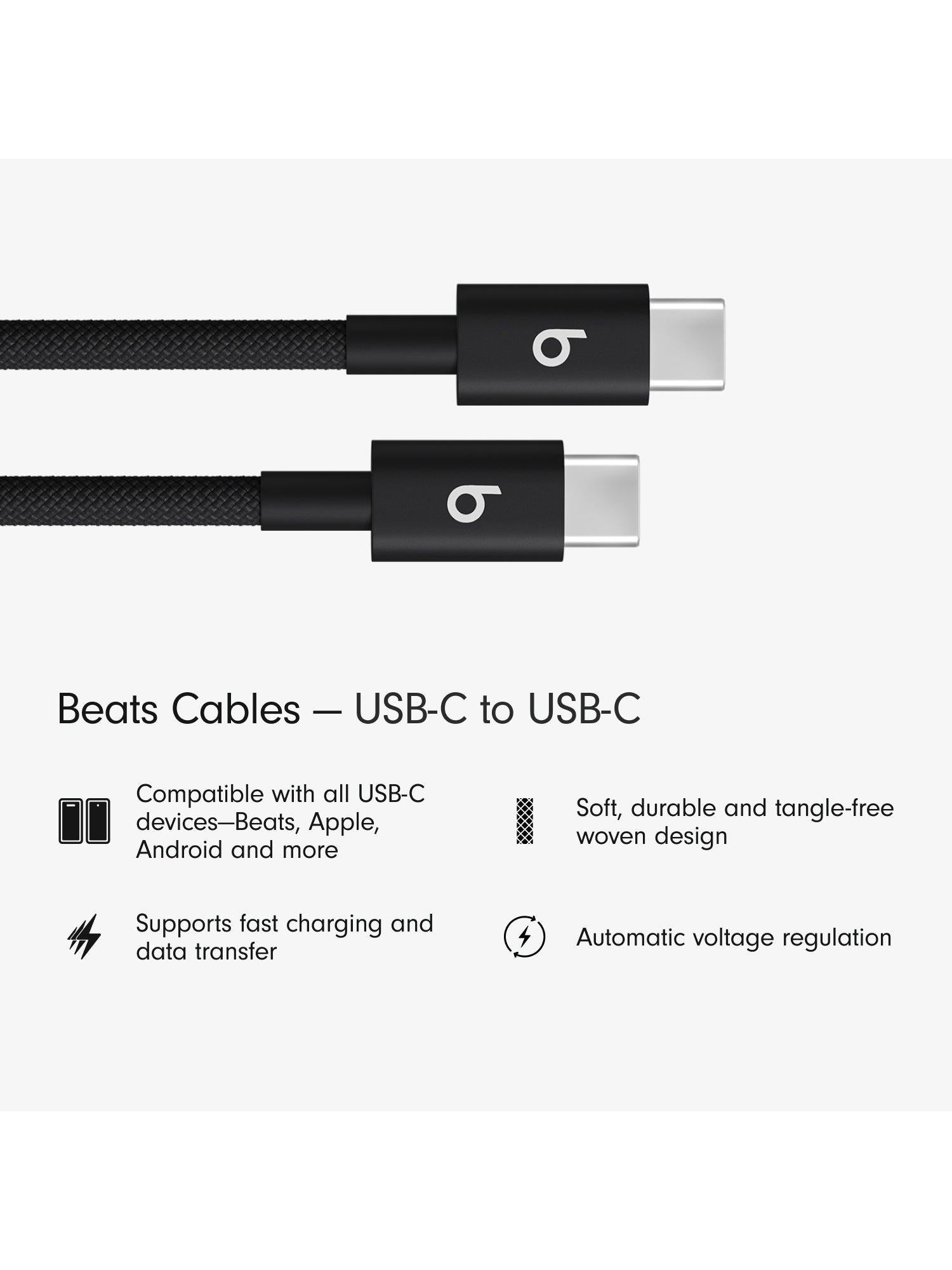 Beats USB-C woven cable pack of 2 bolt black 1.5m, imported from the UK