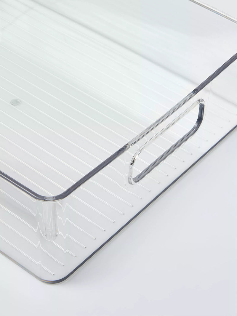 John Lewis clear plastic long storage box with handles, UK version