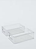 Clear Plastic Storage Box Deep Narrow Set Of 2