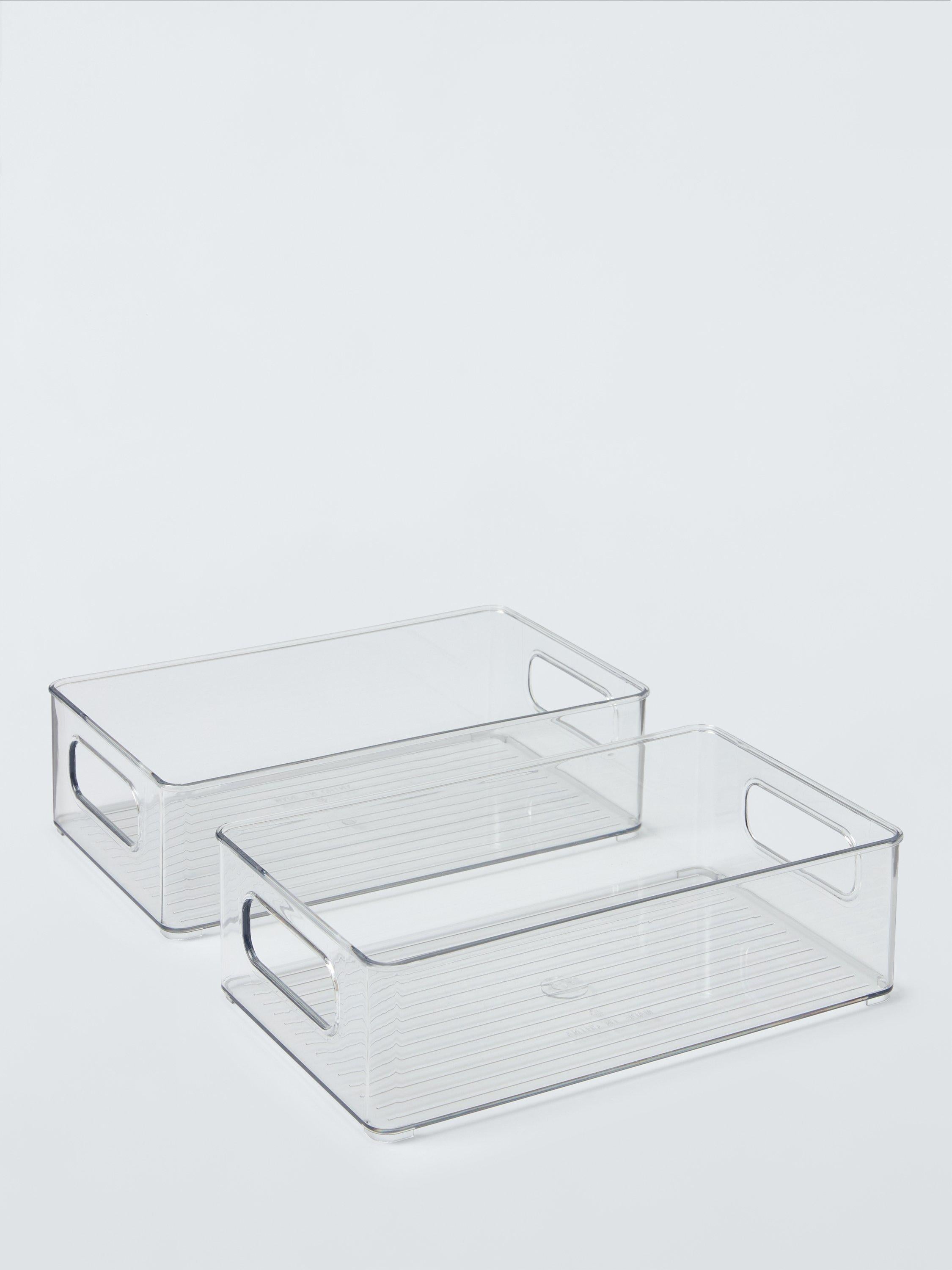 John Lewis clear plastic storage box, deep narrow, set of 2, UK version