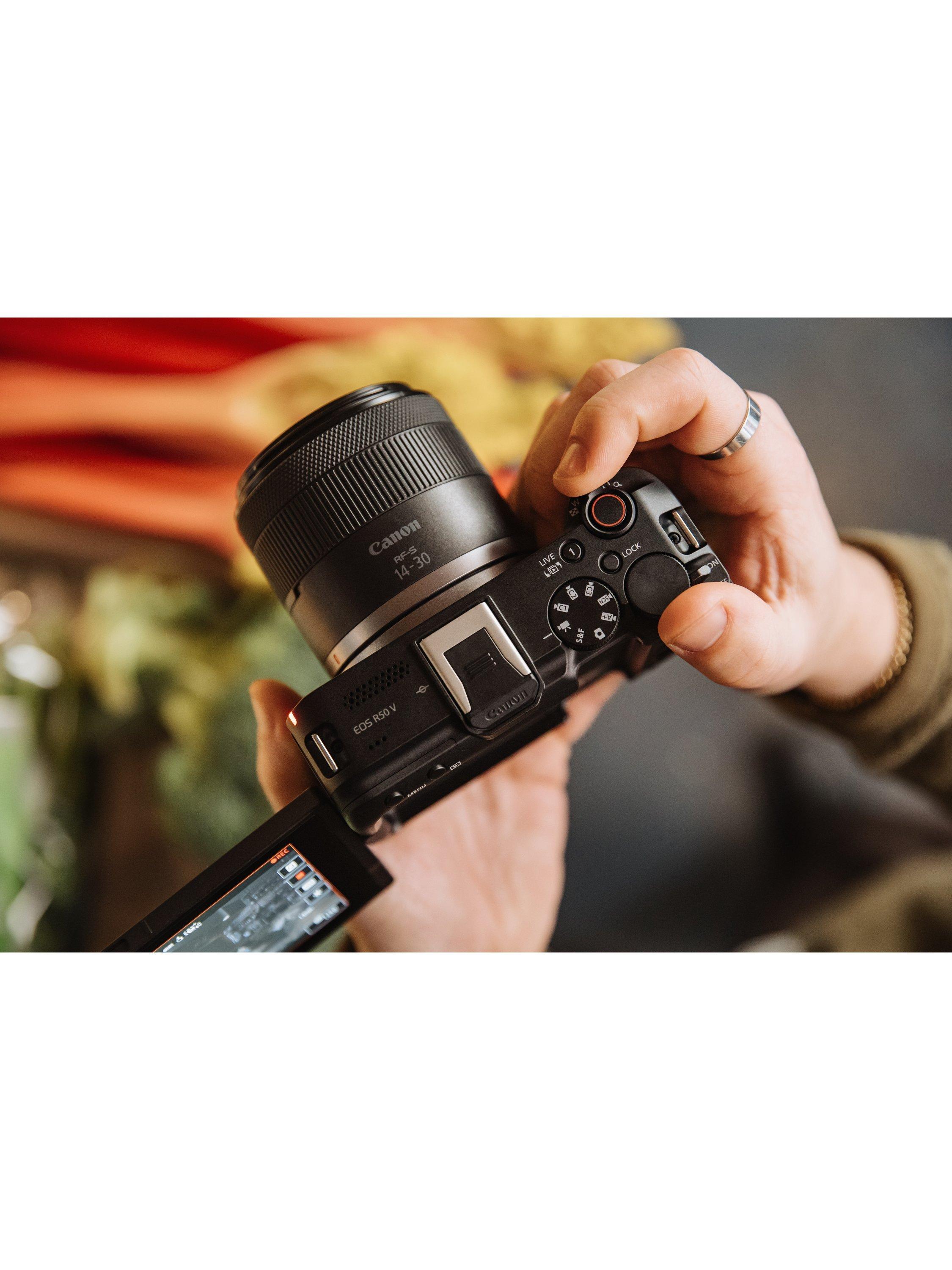Canon EOS R50 V camera with 14-30mm lens - British product