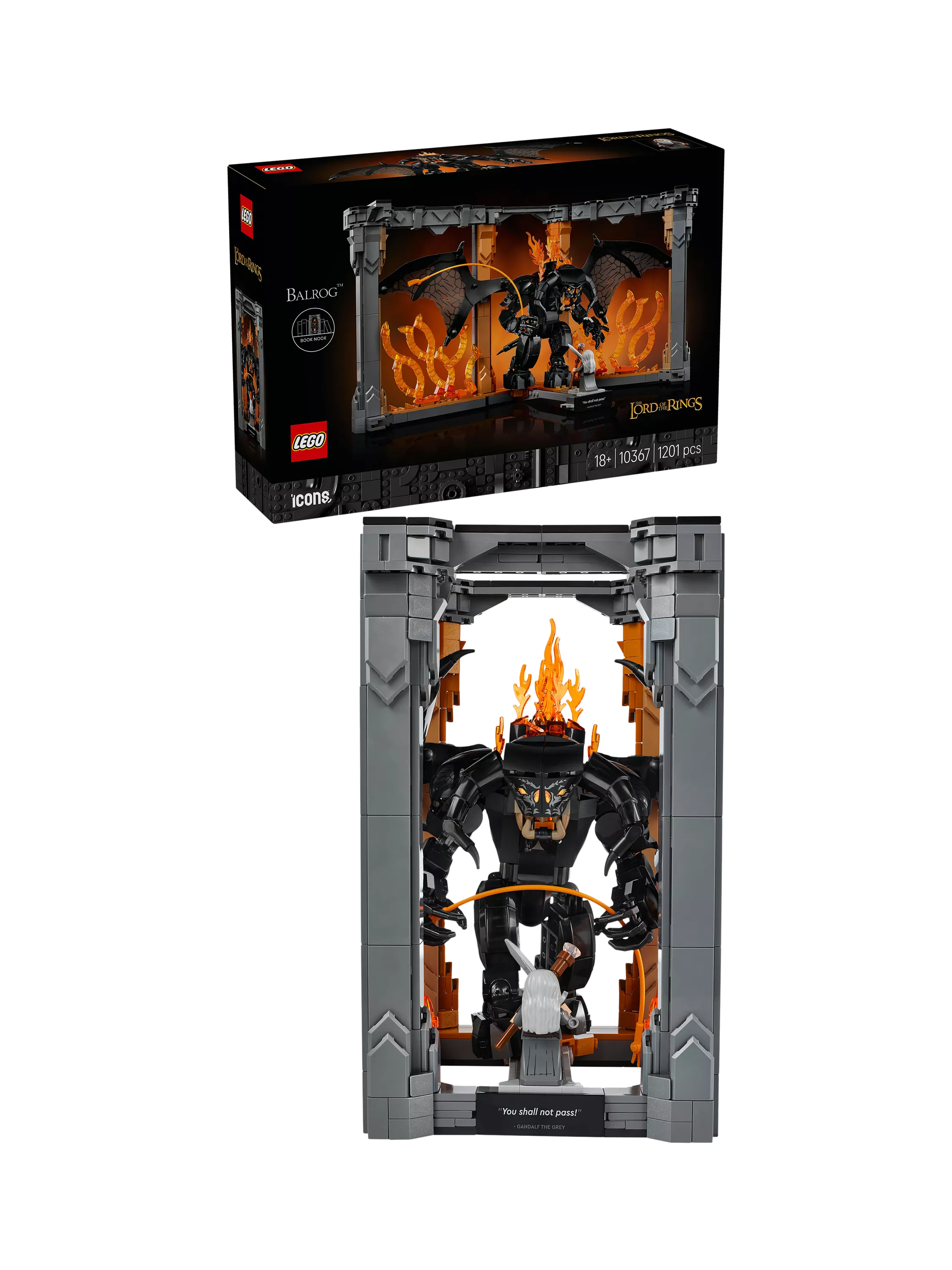 LEGO Icons Balrog book nook building set, imported from the UK