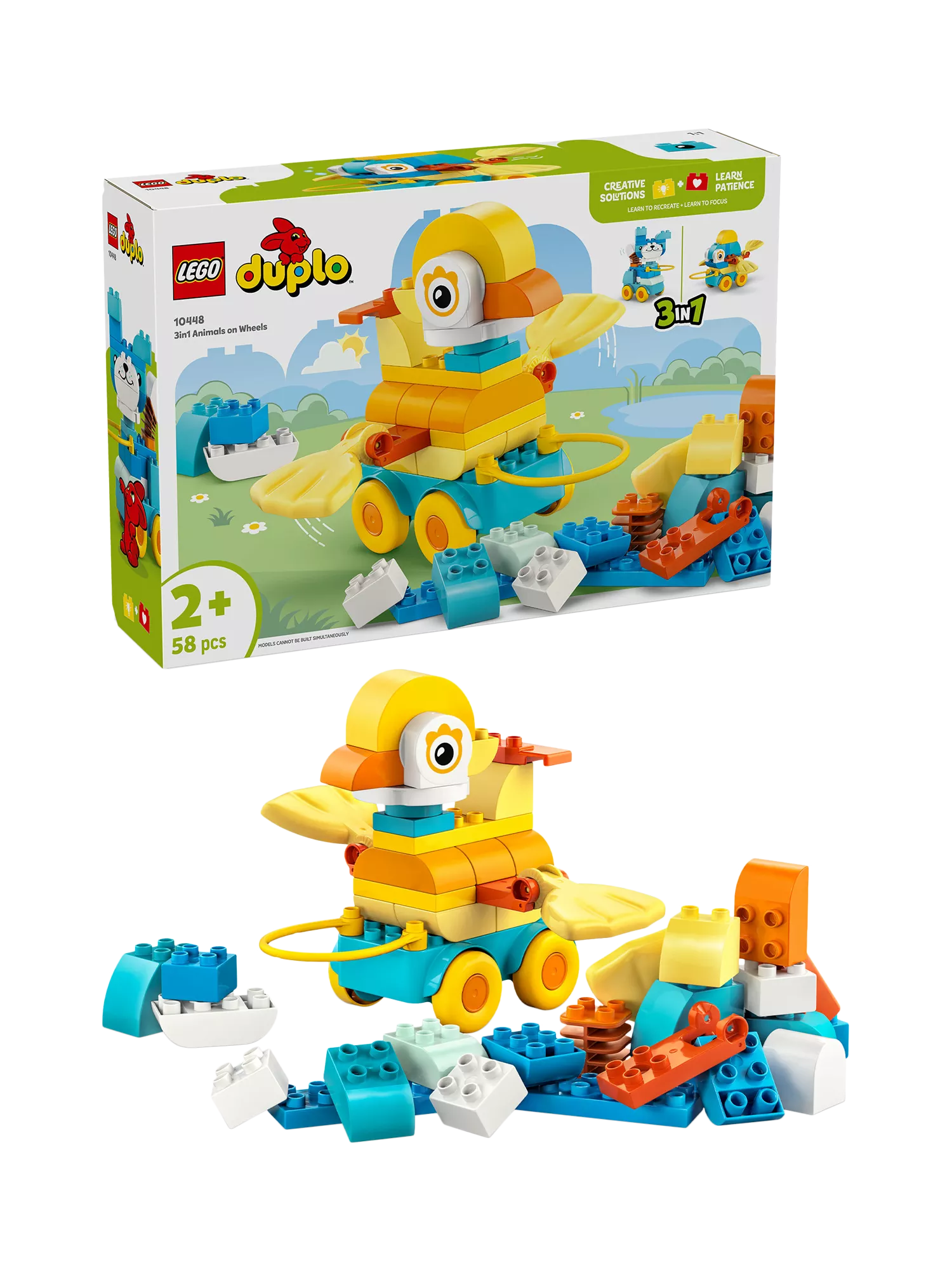 LEGO DUPLO 3-in-1 Animals on Wheels building toy, UK version