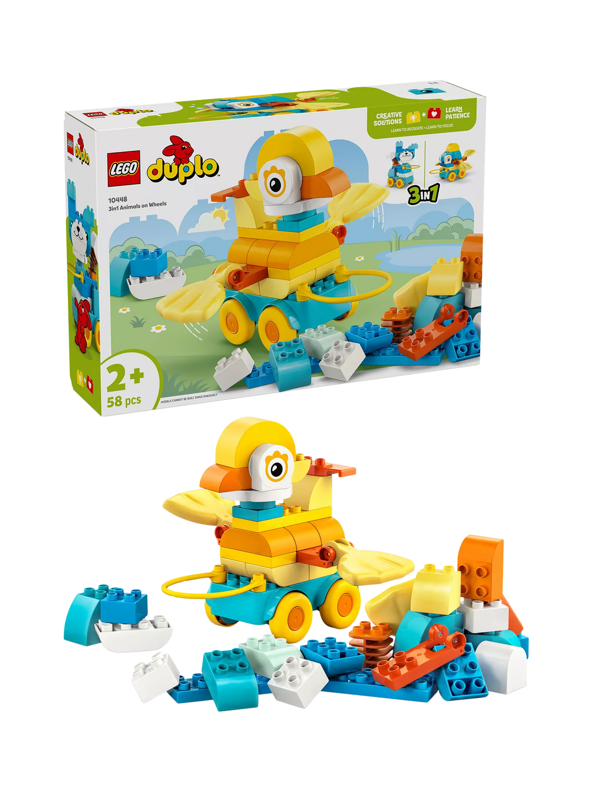 LEGO DUPLO 3-in-1 Animals on Wheels building toy, UK version