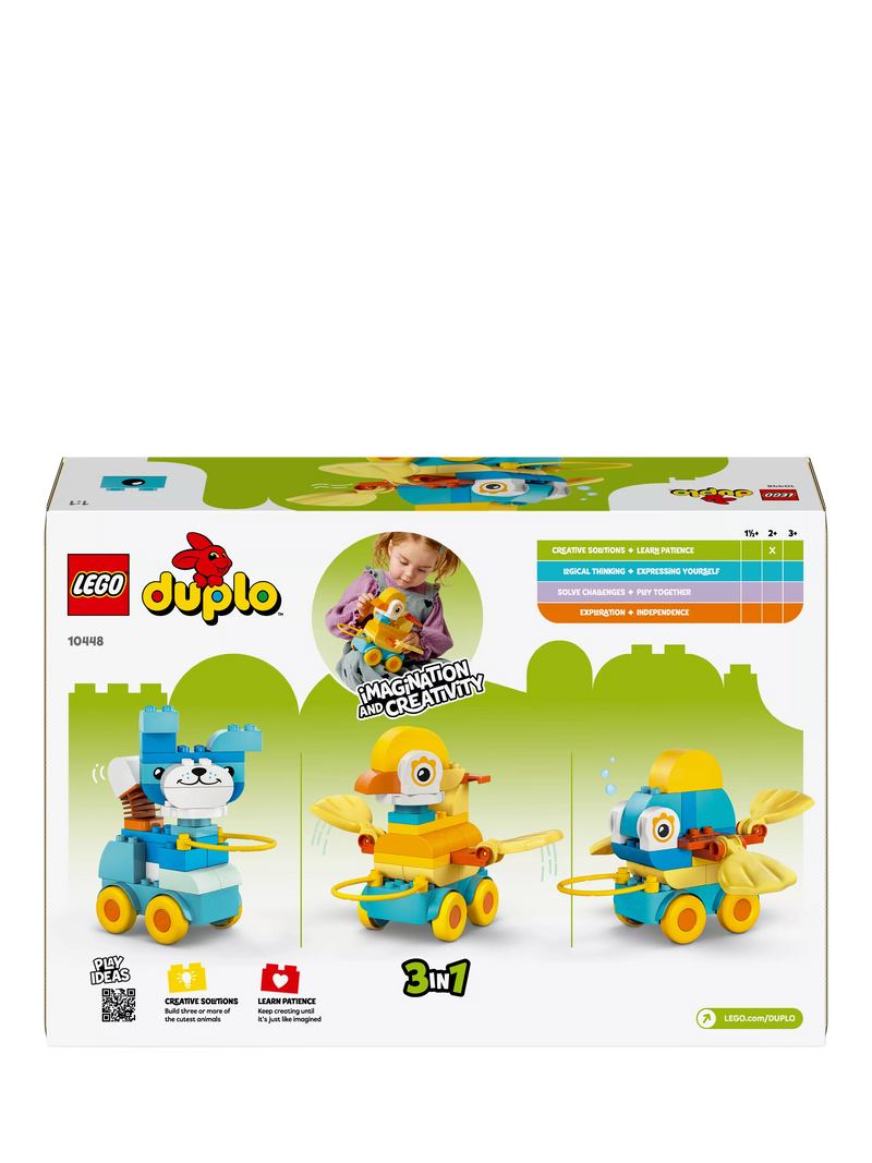 LEGO DUPLO 3-in-1 Animals on Wheels building toy, UK version