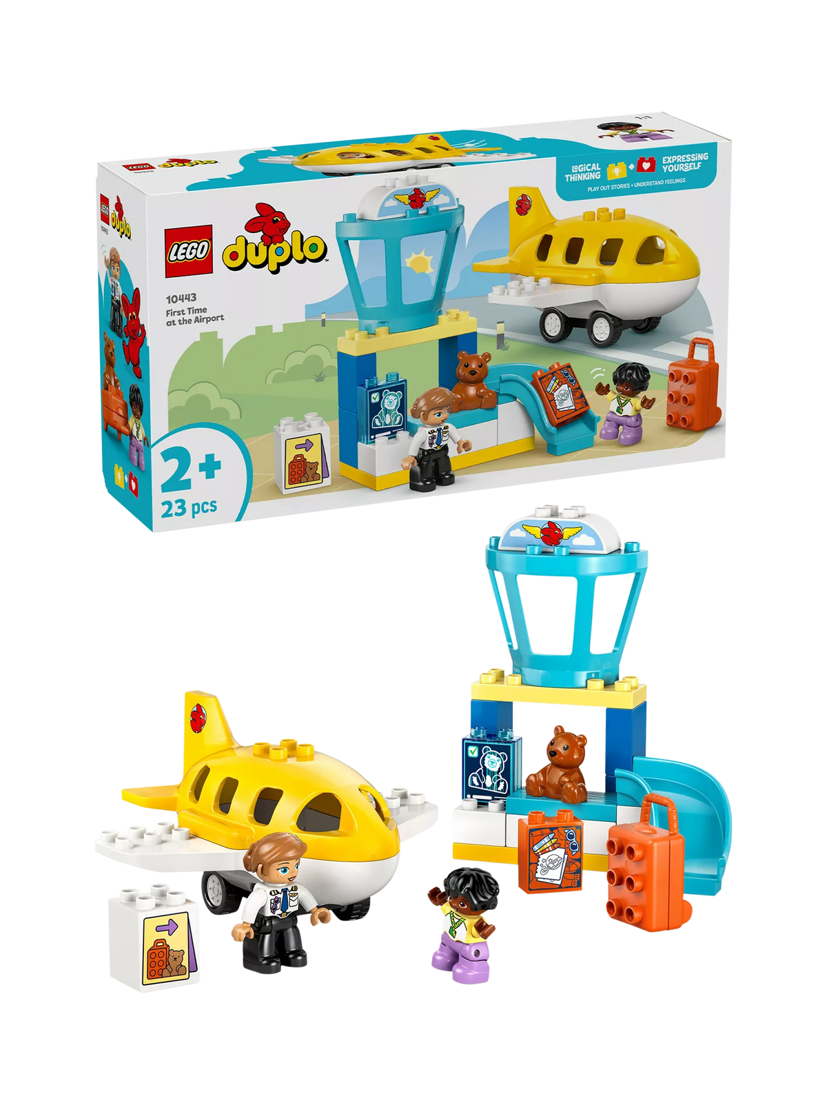 LEGO DUPLO airport playset for toddlers with figures and airplane, UK version