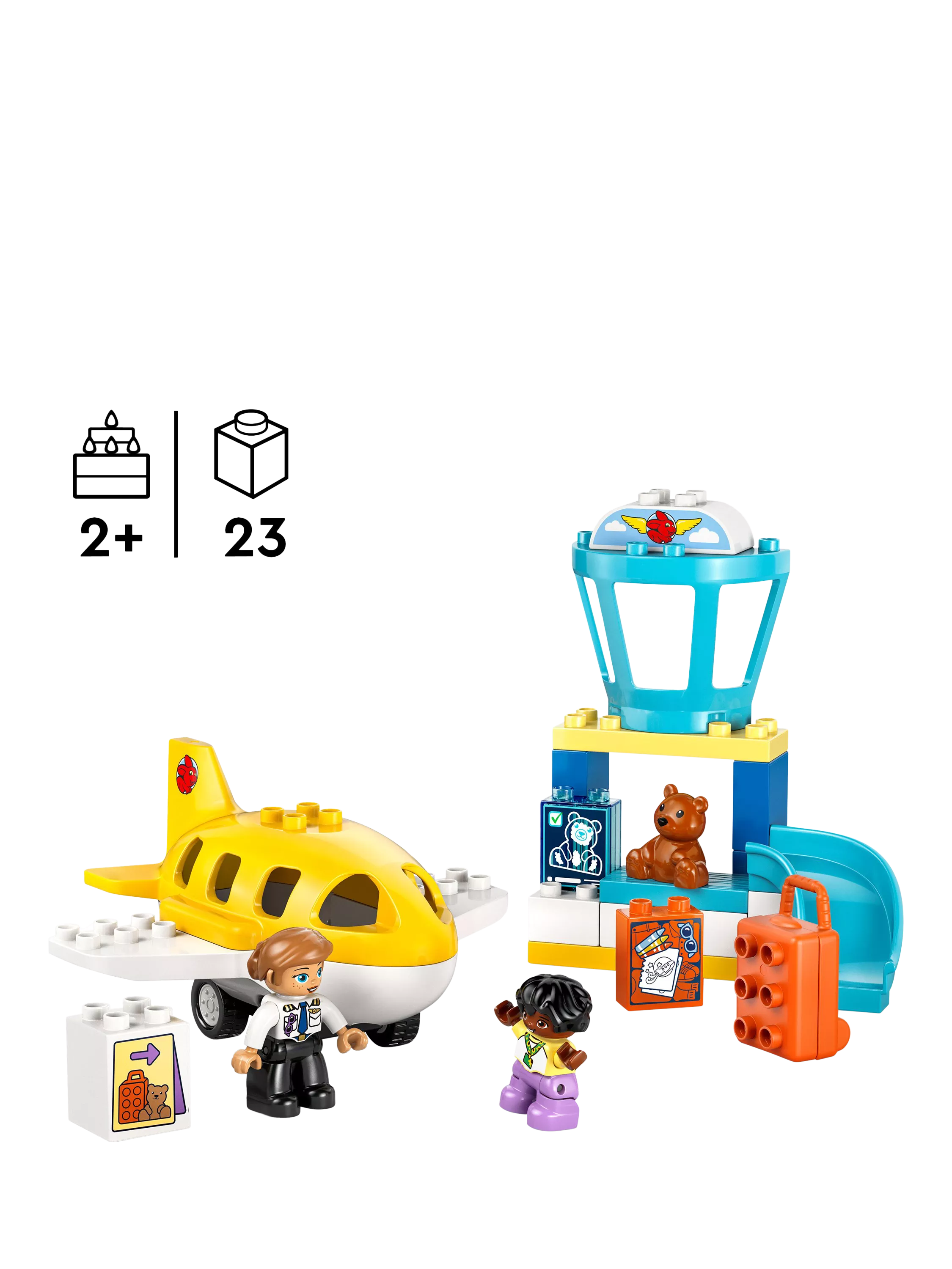 LEGO DUPLO airport playset for toddlers with figures and airplane, UK version