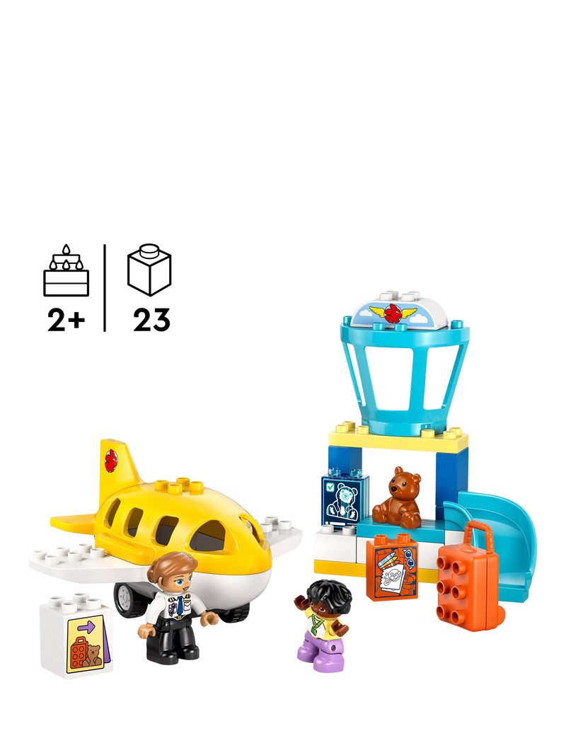 LEGO DUPLO airport playset for toddlers with figures and airplane, UK version
