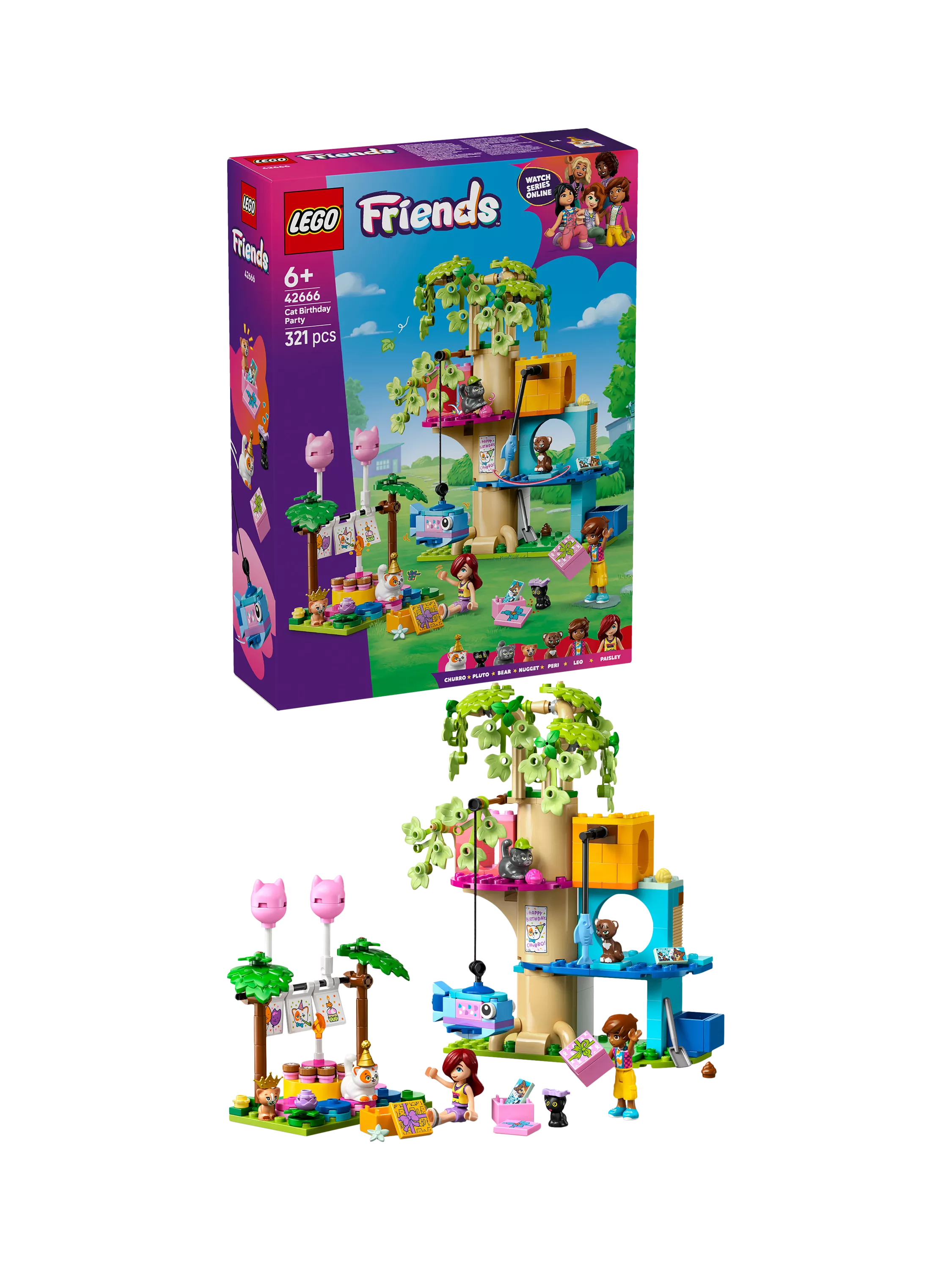 Lego Friends Cat Birthday Party and Tree House building set, UK version
