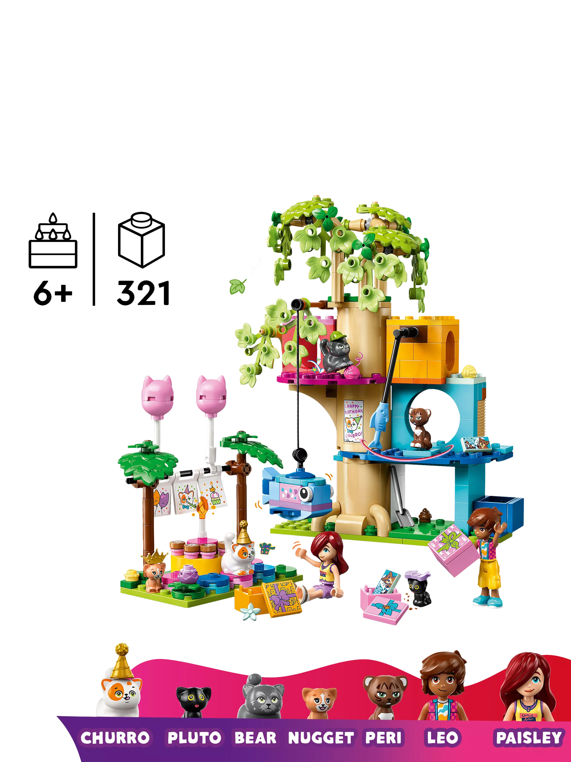 Lego Friends Cat Birthday Party and Tree House building set, UK version