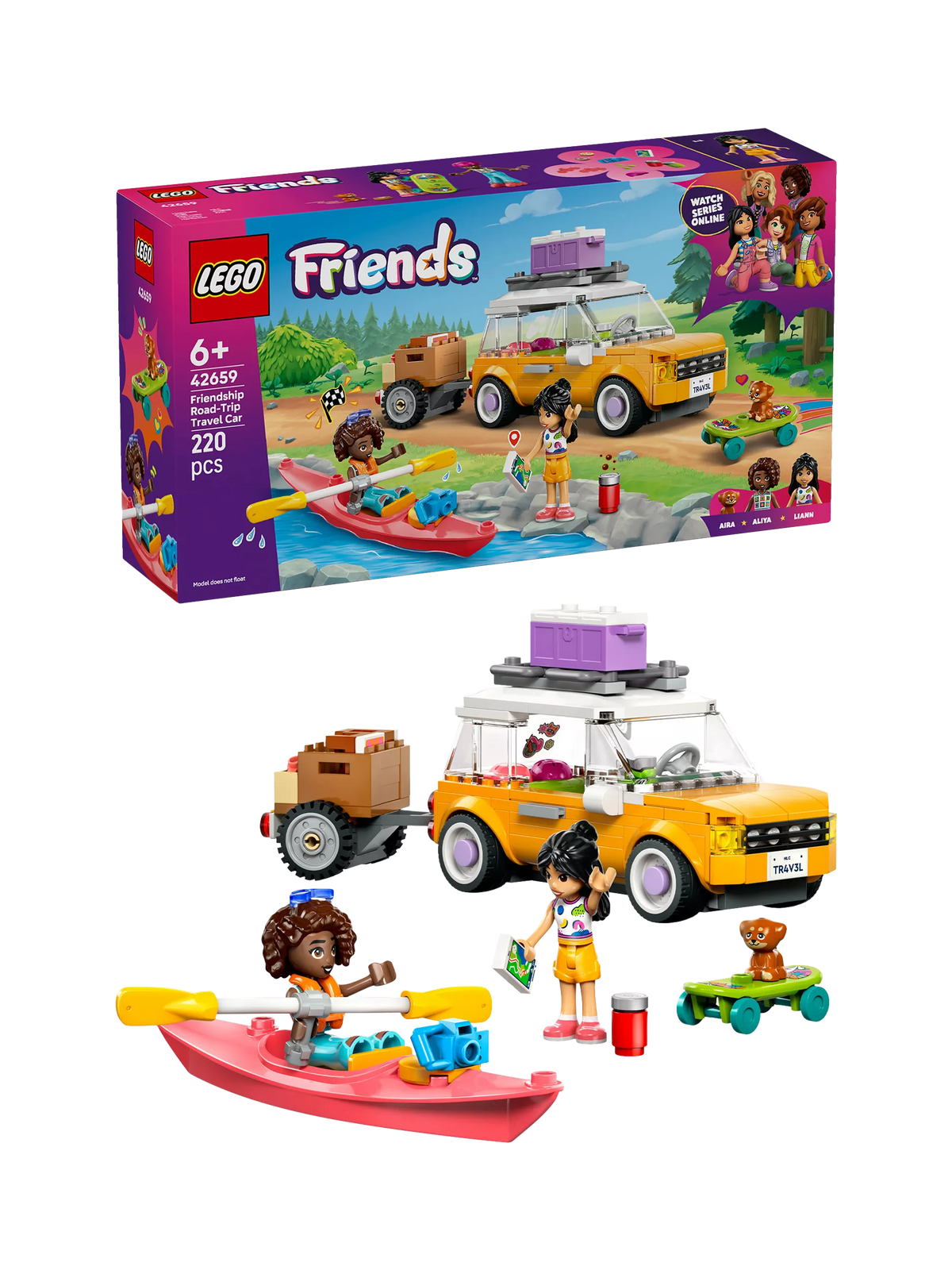 LEGO Friends road trip car with trailer minidolls, UK version