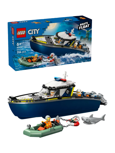 John Lewis LEGO City Police Boat Chase Building Set with Speedboat- Buy online at McGrocer