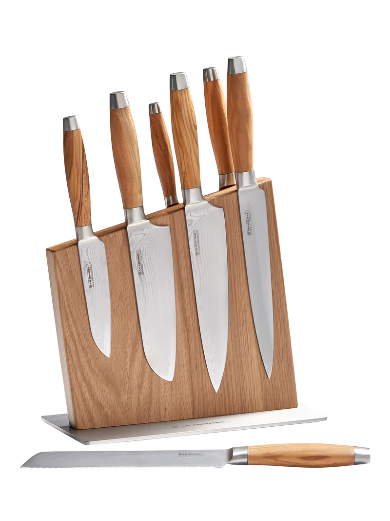Le Creuset magnetic oak wood knife block (British brand)