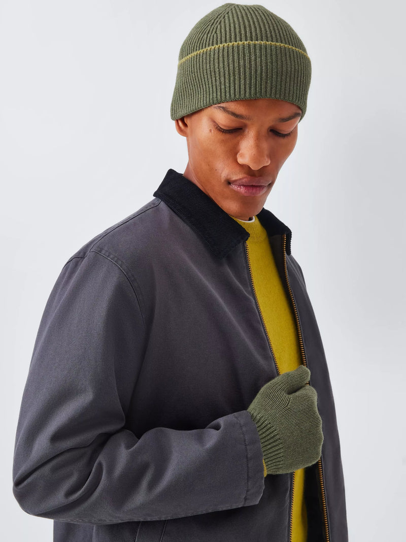 John Lewis beanie hat and gloves set in khaki multi - British product
