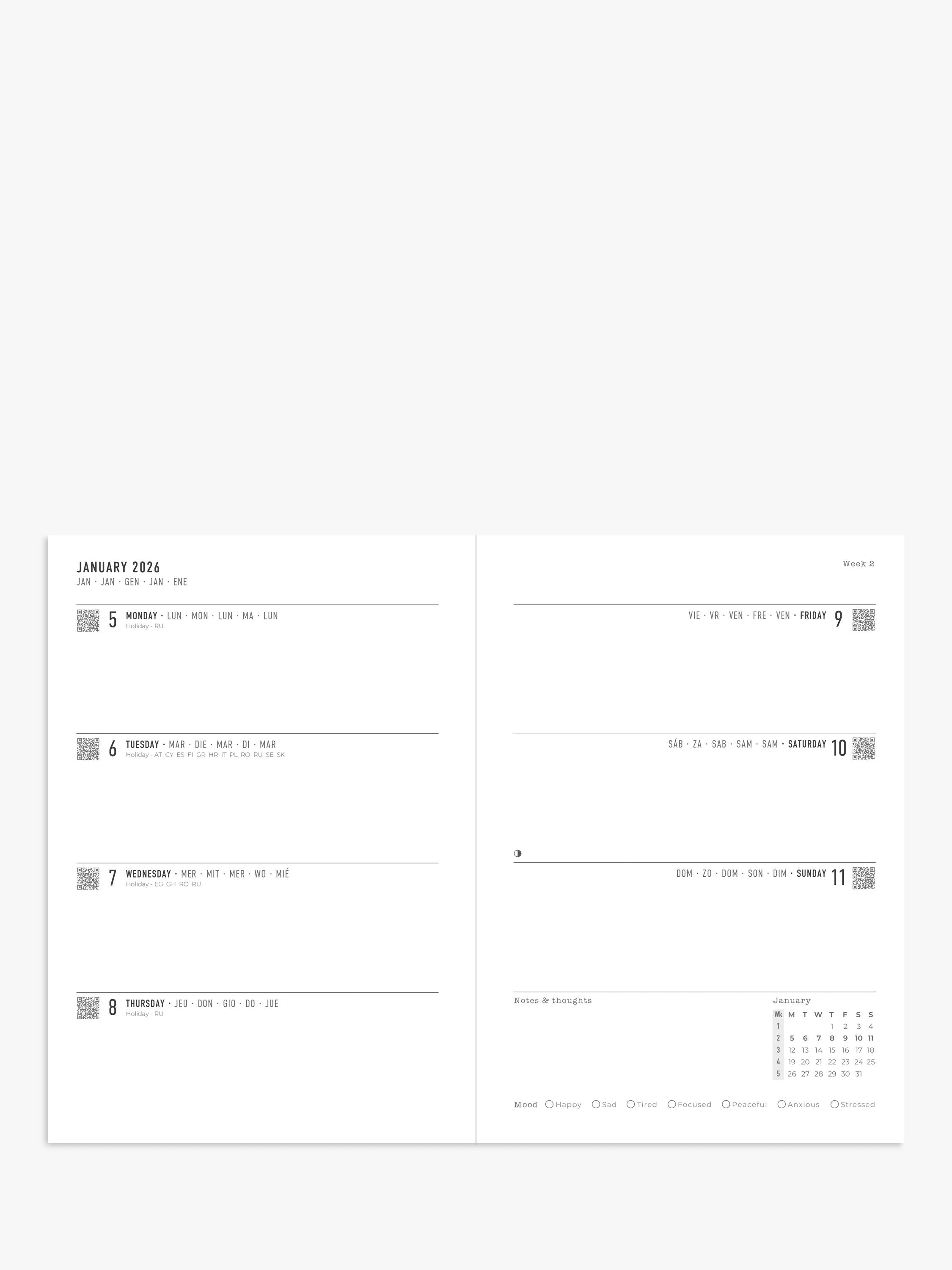 Letts A5 Conscious Week to View 2026 Diary in Slate, UK version