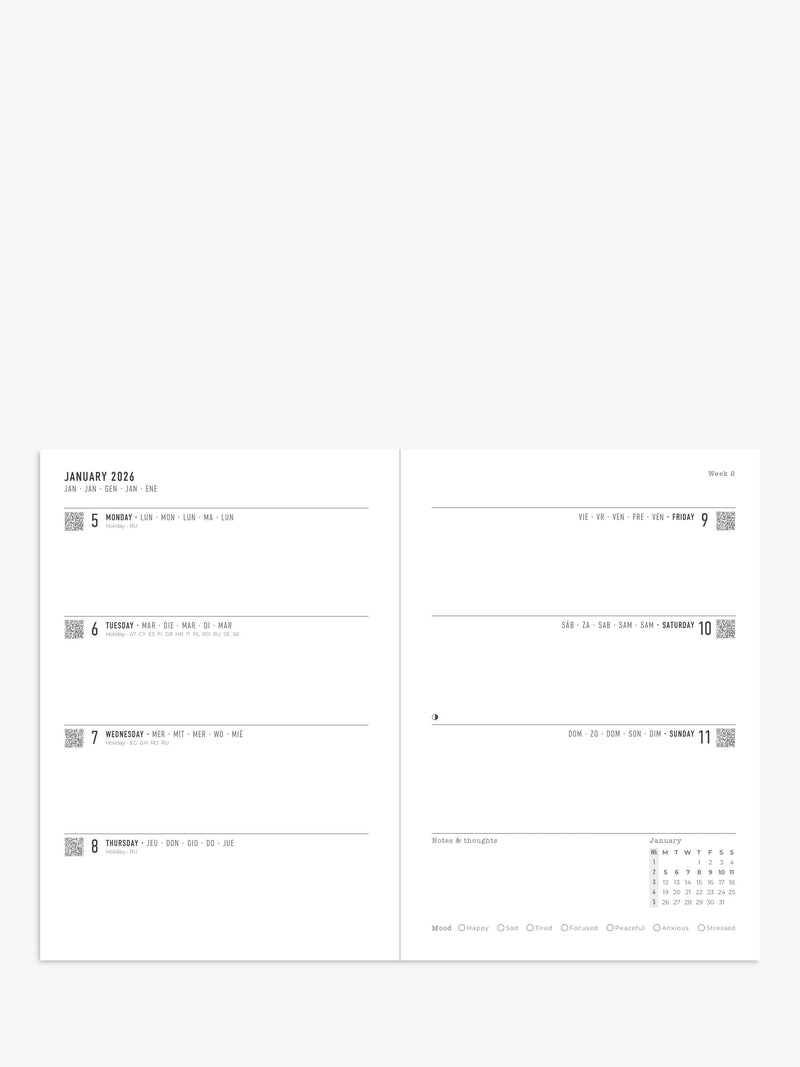Letts A5 Conscious Week to View 2026 Diary in Slate, UK version