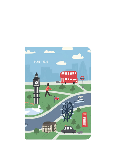 Letts A6 Wanderlust London Wochenübersicht 2026 Tagebuch, Mehrfarbig