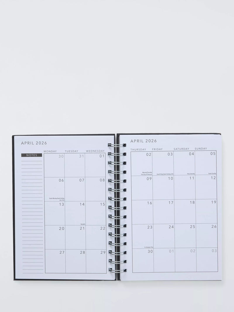John Lewis A5 week to view diary 2026 black - British product