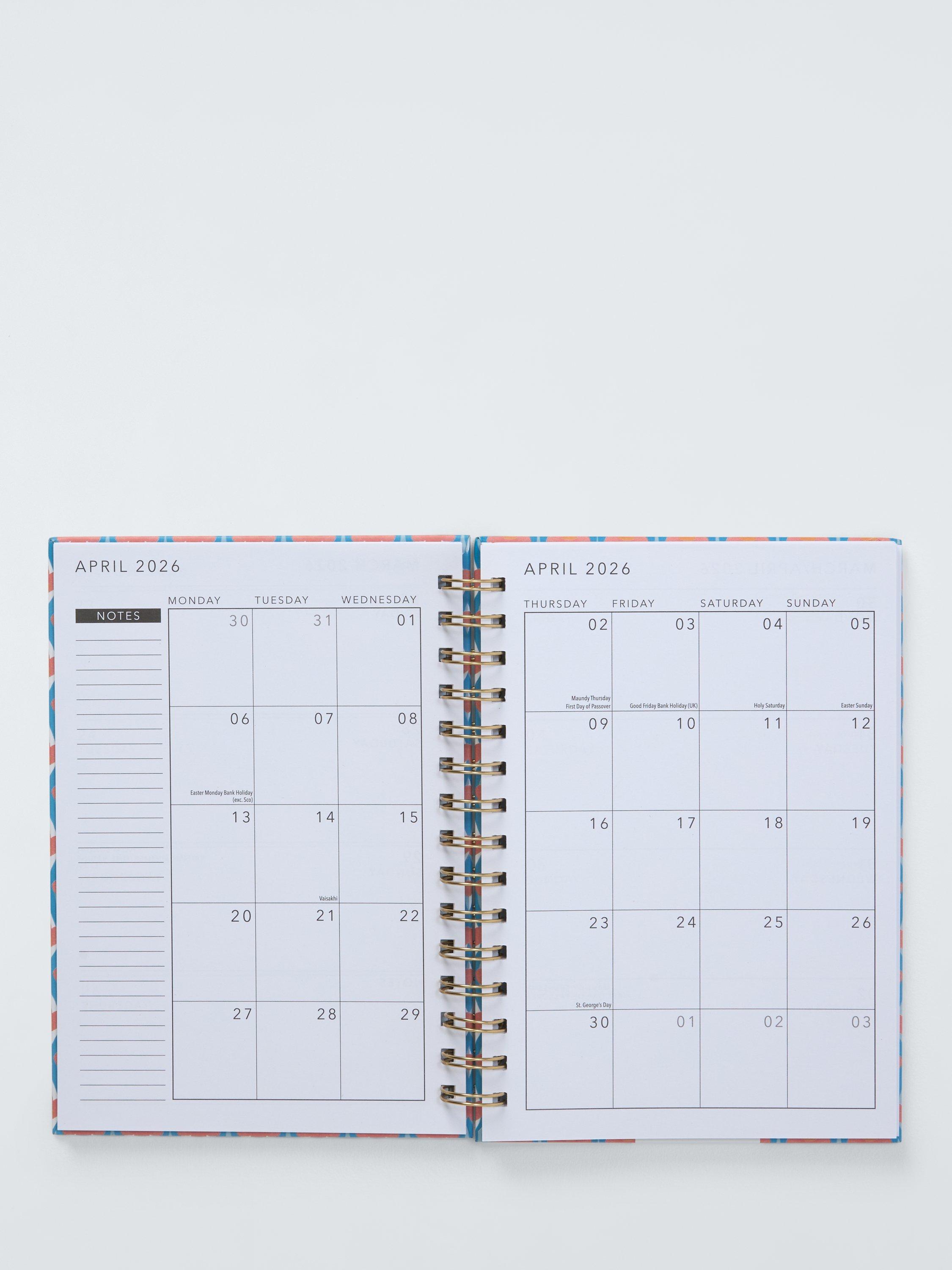 John Lewis week to view diary 2026 wavy floral A5 (British brand)