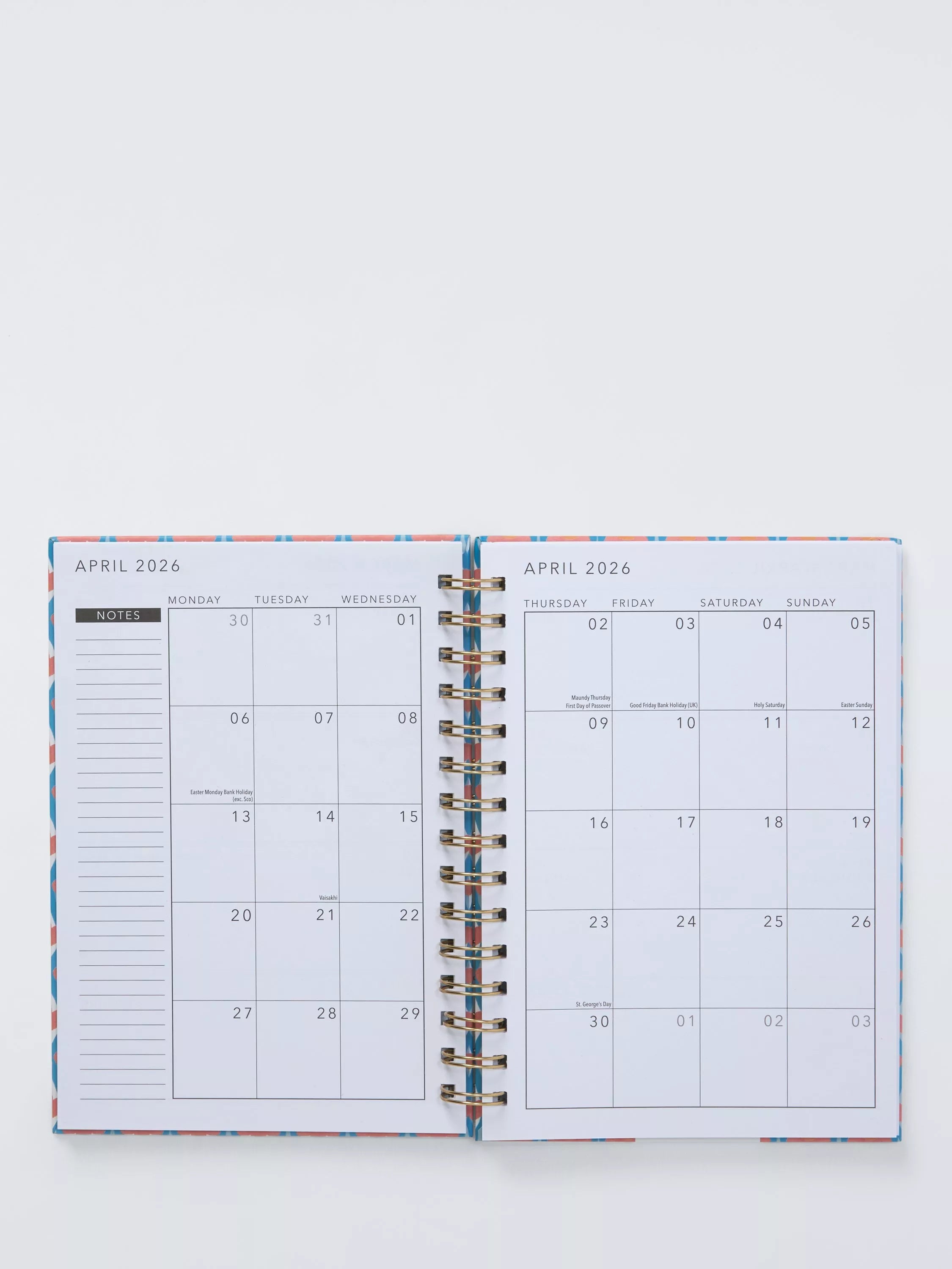 John Lewis week to view diary 2026 wavy floral A5 (British brand)