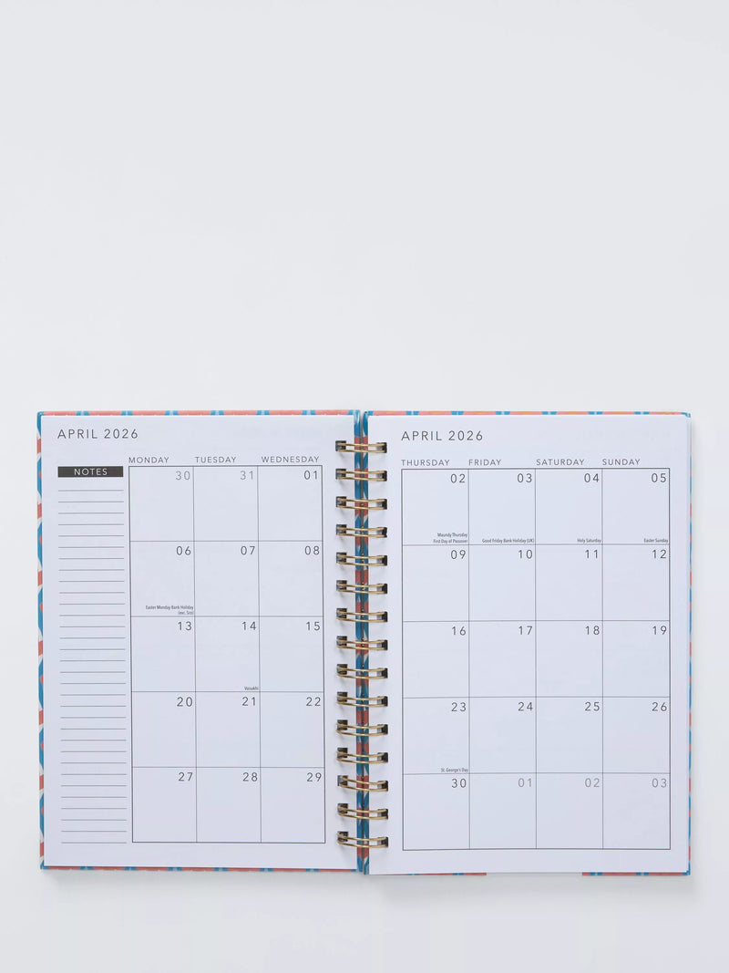 John Lewis week to view diary 2026 wavy floral A5 (British brand)