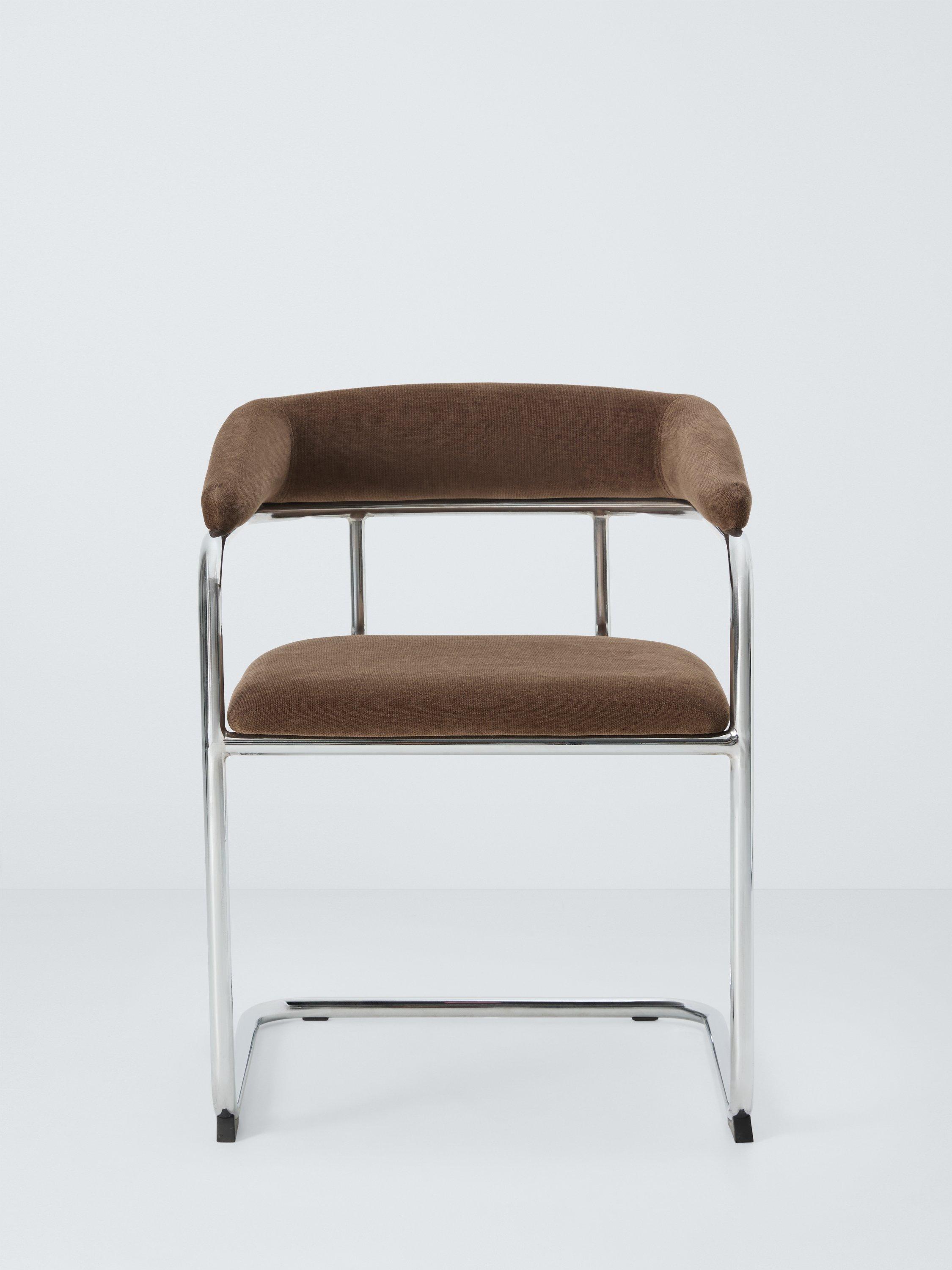 John Lewis Curve armchair pair chrome chenille, UK version