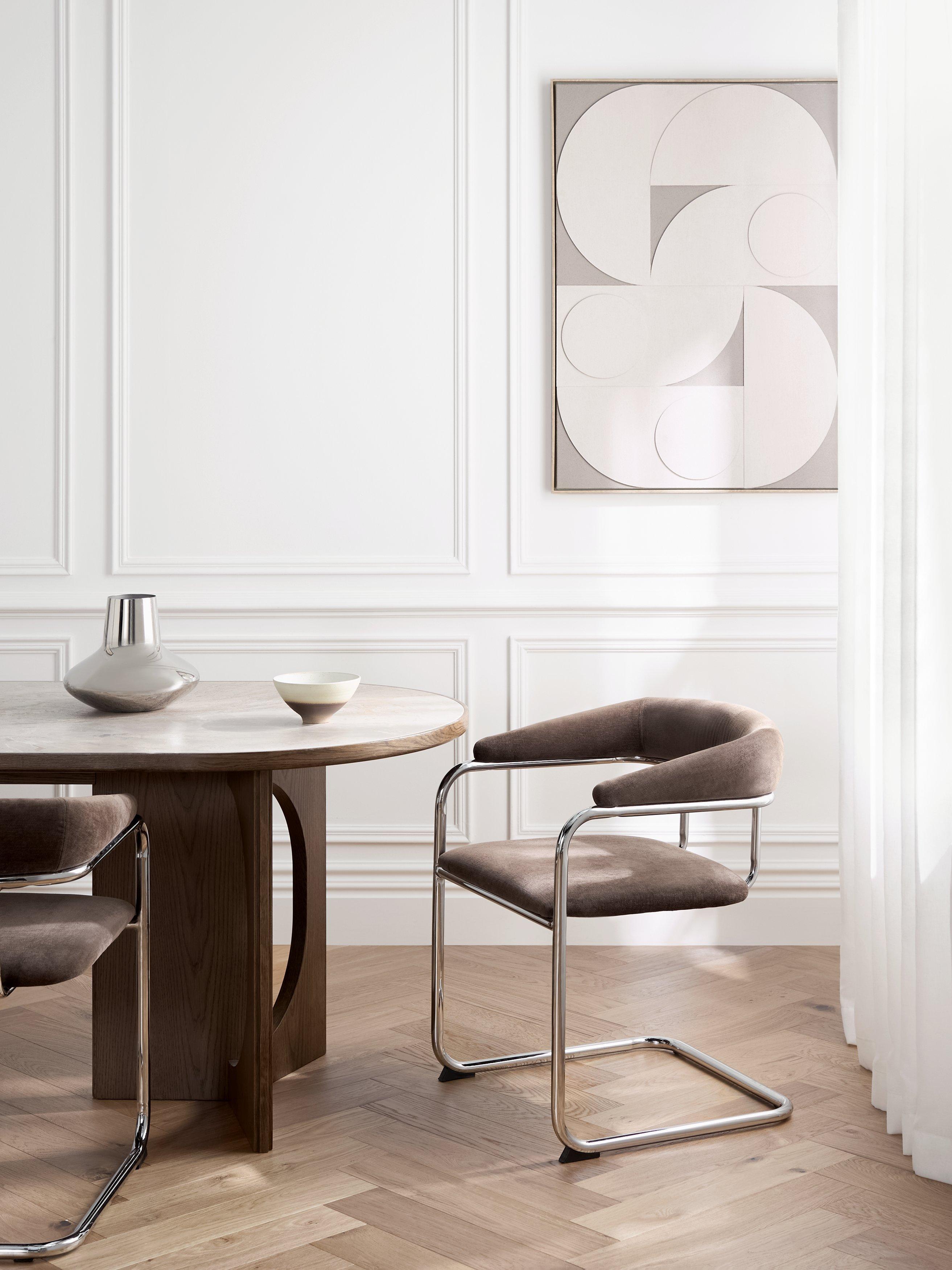 John Lewis Curve armchair pair chrome chenille, UK version