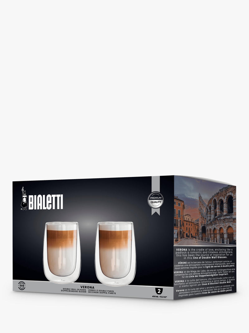 Bialetti Verona double walled coffee glasses set of 2 450ml, imported from the UK