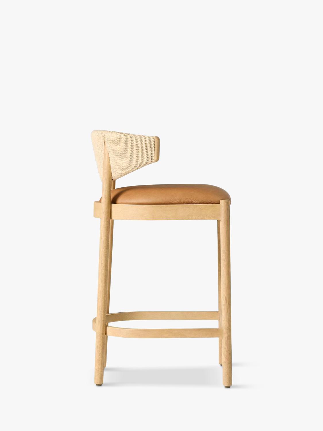 West Elm Ezra Counter Stool Sesame seagrass and leather - British product
