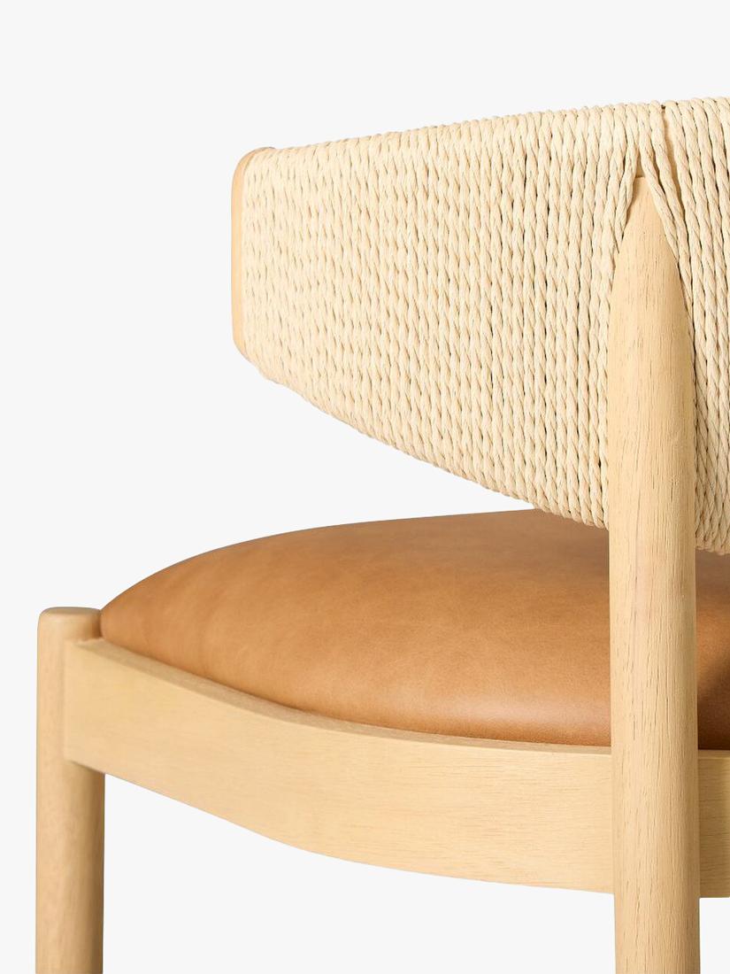 West Elm Ezra Counter Stool Sesame seagrass and leather - British product