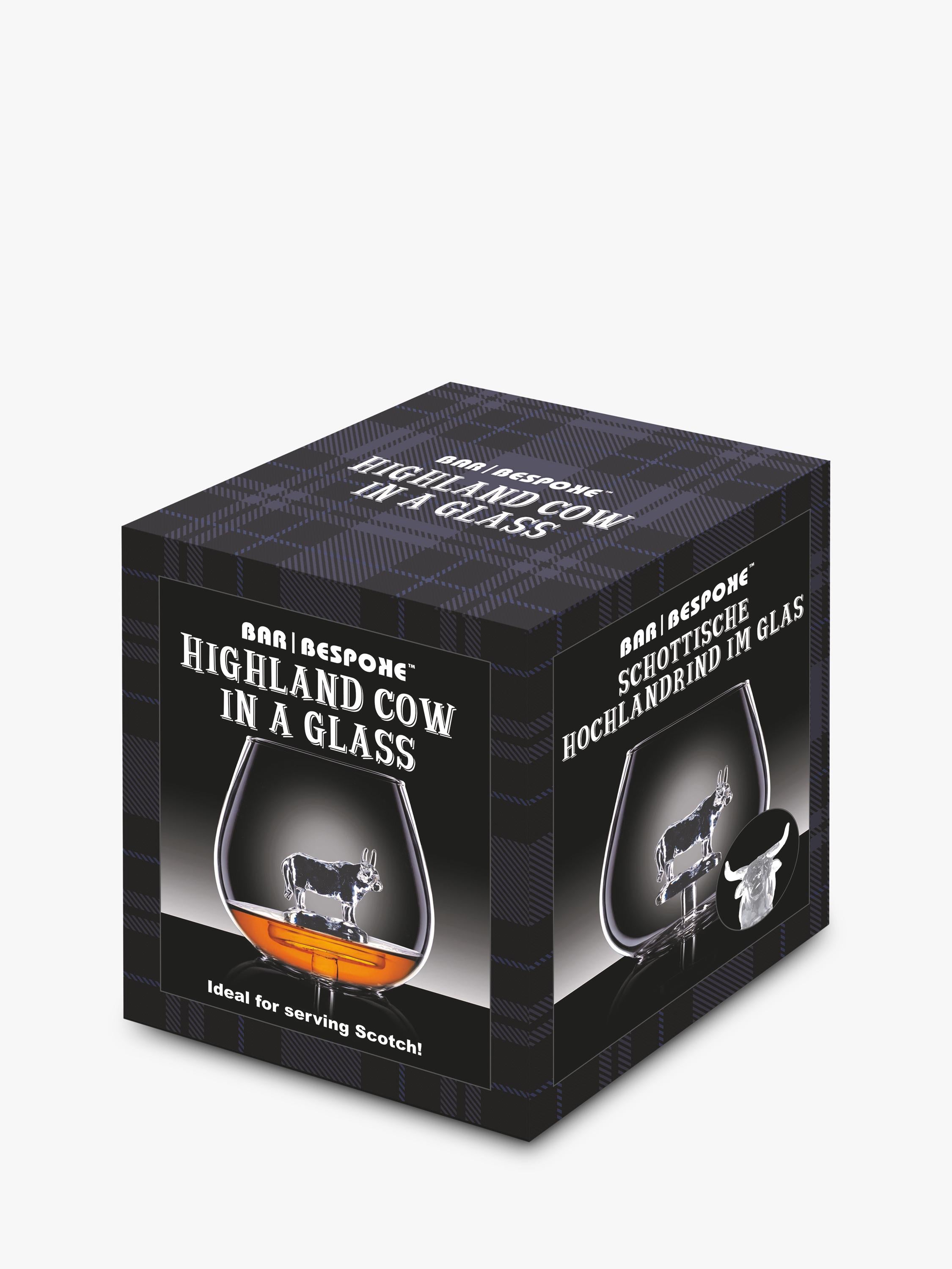 Bar Bespoke highland cow glass 500ml tumbler, imported from the UK