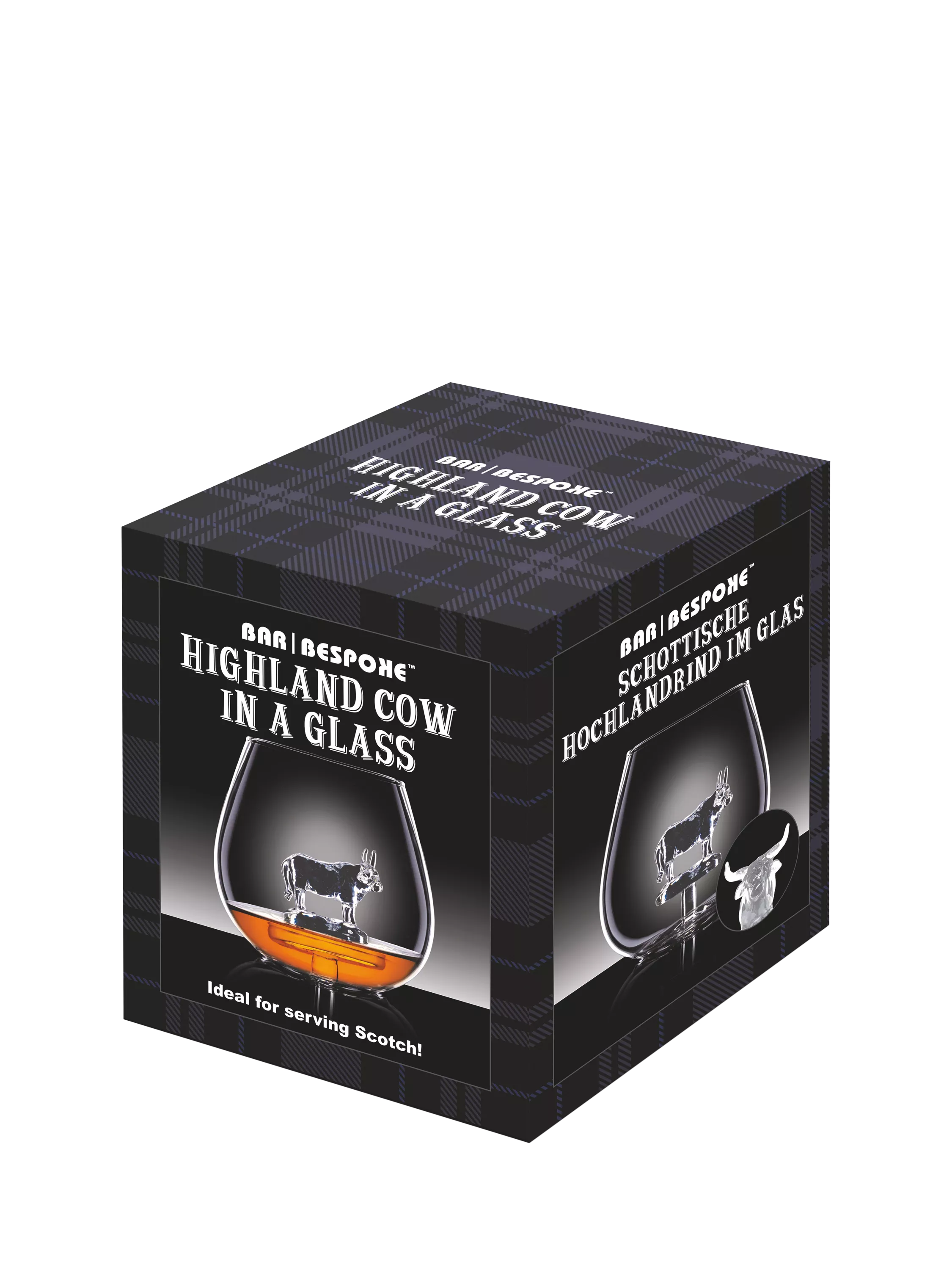 Bar Bespoke highland cow glass 500ml tumbler, imported from the UK