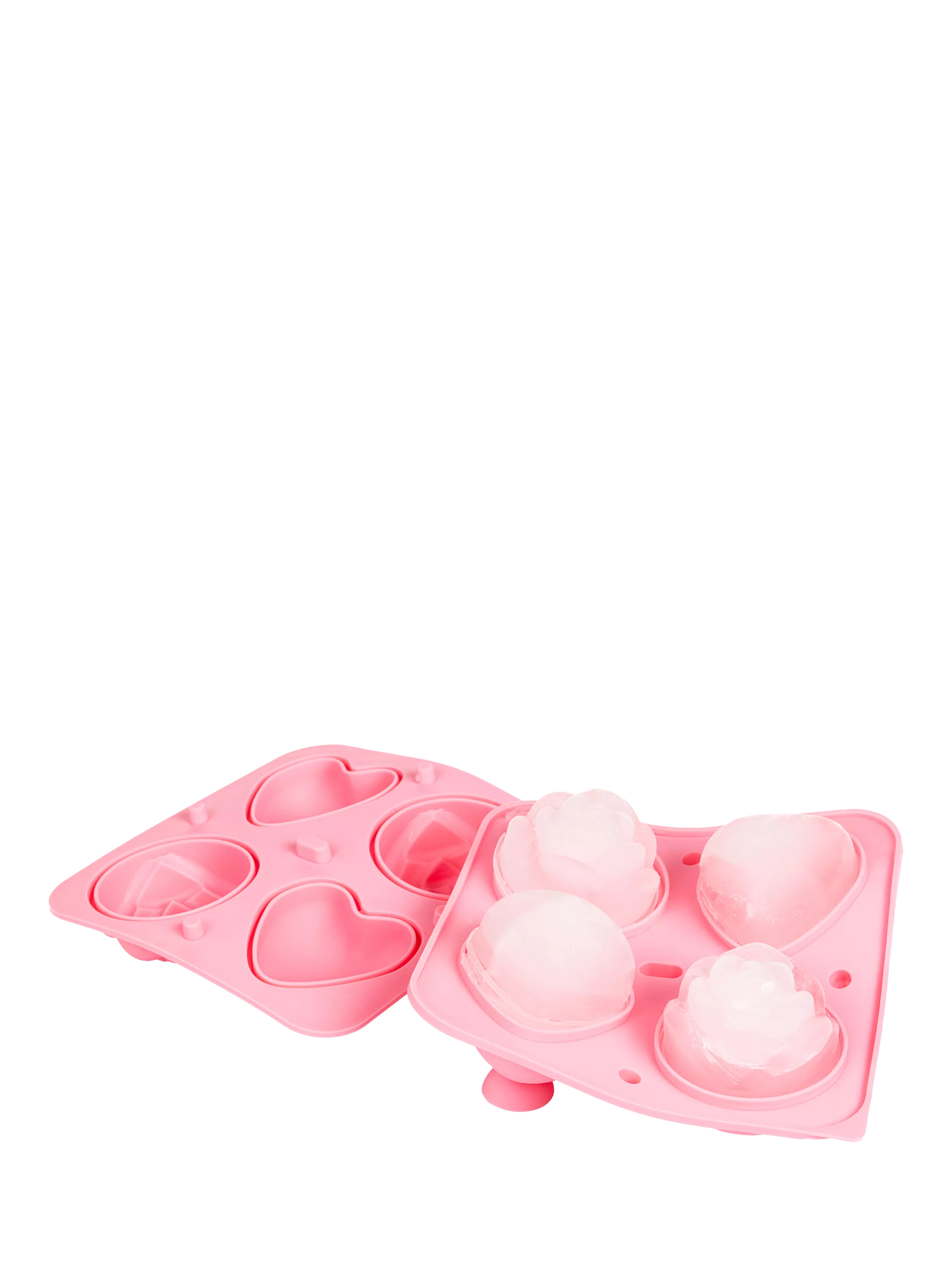 Bar Bespoke heart rose ice tray 4-cube pink, imported from the UK