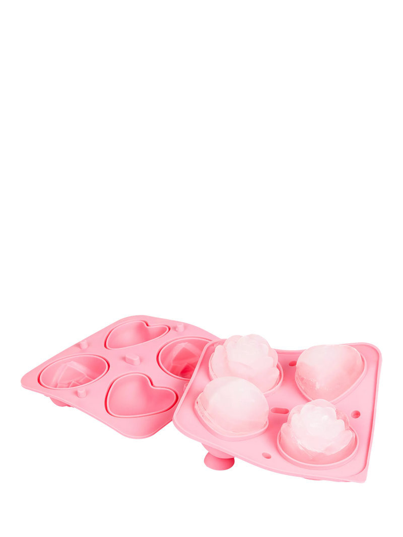 Bar Bespoke heart rose ice tray 4-cube pink, imported from the UK