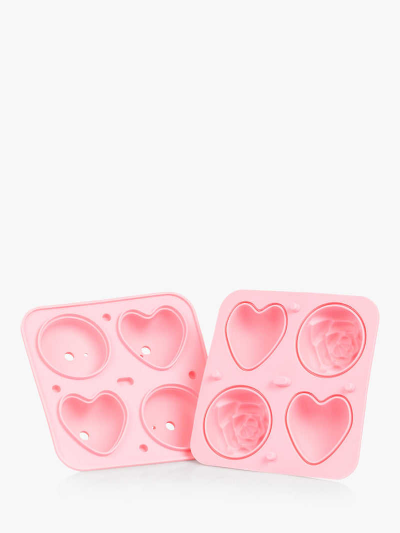 Bar Bespoke heart rose ice tray 4-cube pink, imported from the UK
