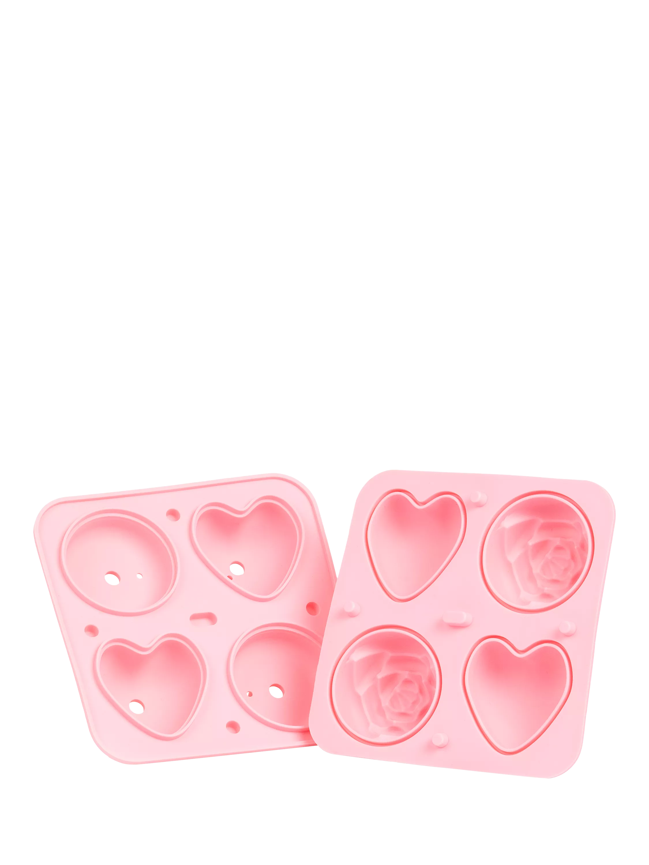 Bar Bespoke heart rose ice tray 4-cube pink, imported from the UK
