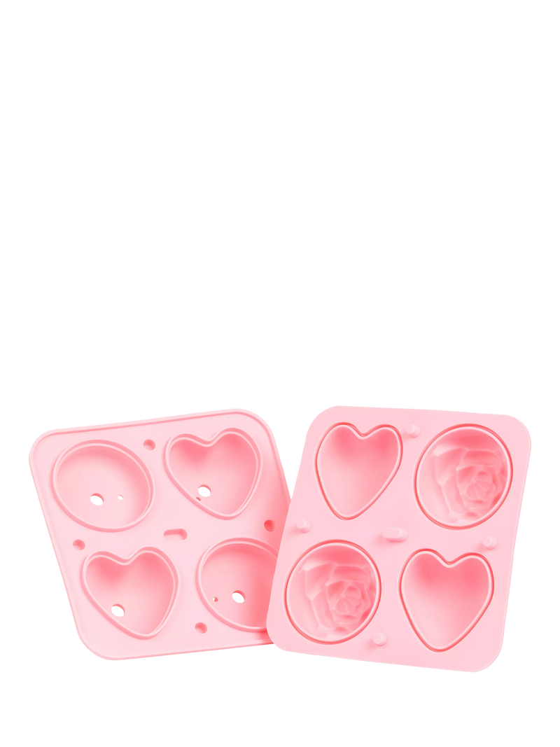 Bar Bespoke heart rose ice tray 4-cube pink, imported from the UK