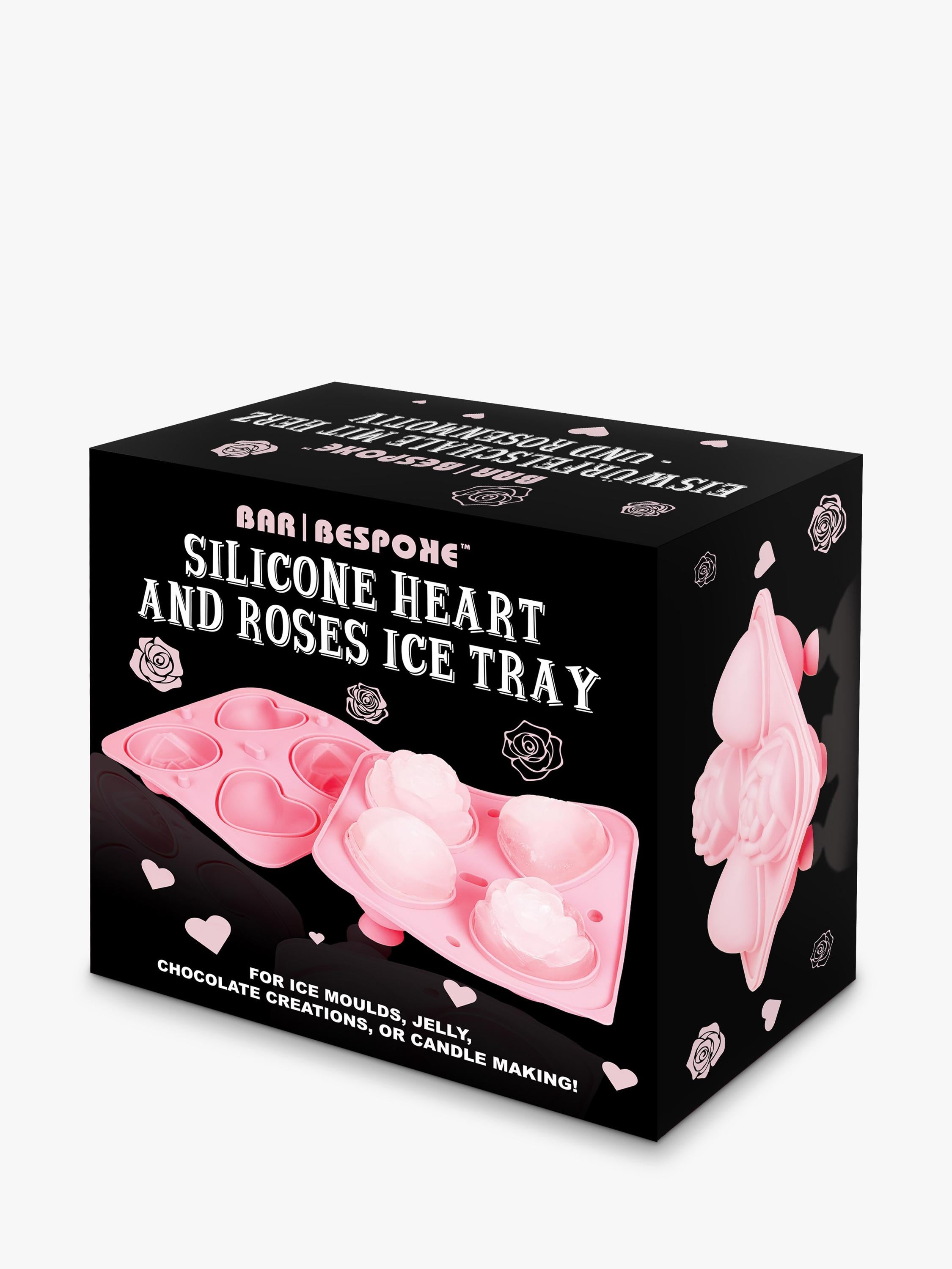 Bar Bespoke heart rose ice tray 4-cube pink, imported from the UK