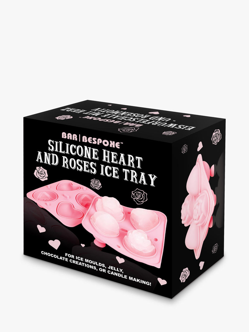 Bar Bespoke heart rose ice tray 4-cube pink, imported from the UK