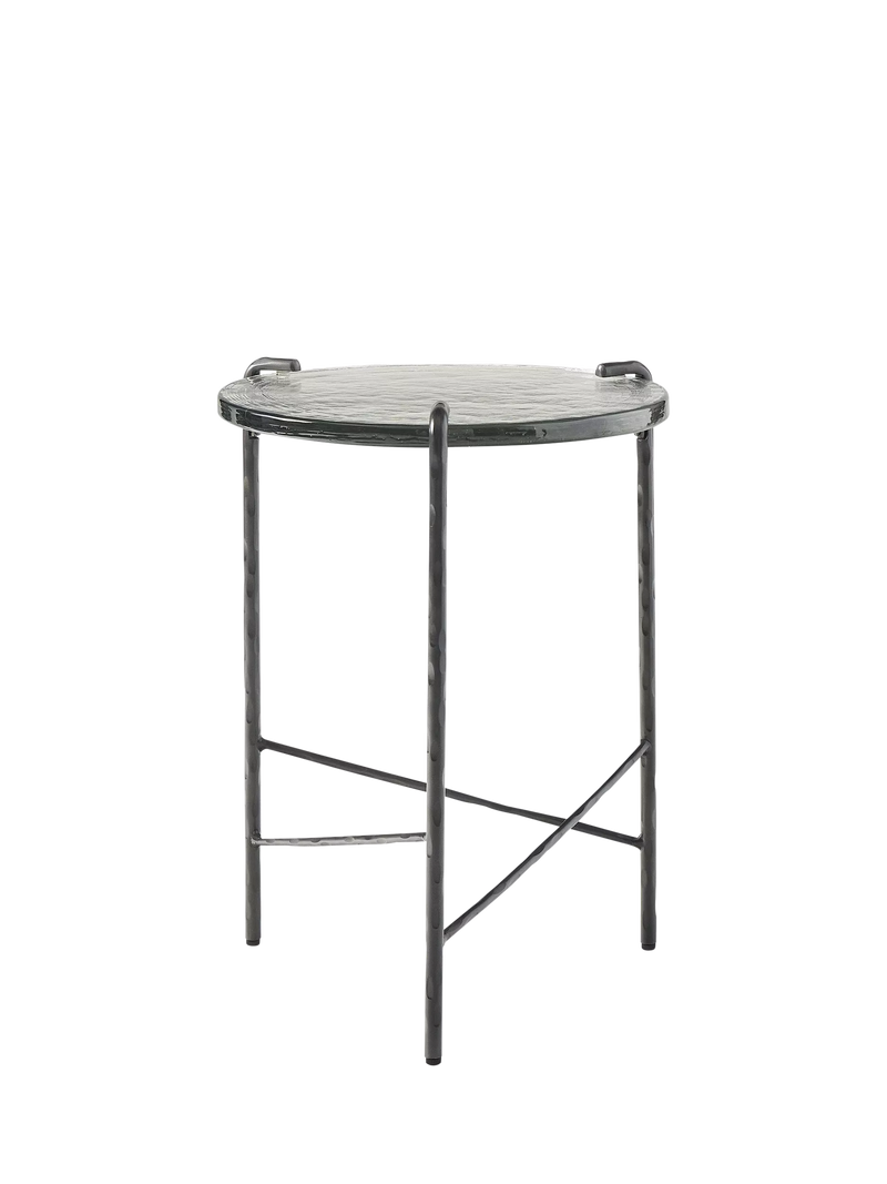 West Elm Ellery side table dark bronze glass metal - British product