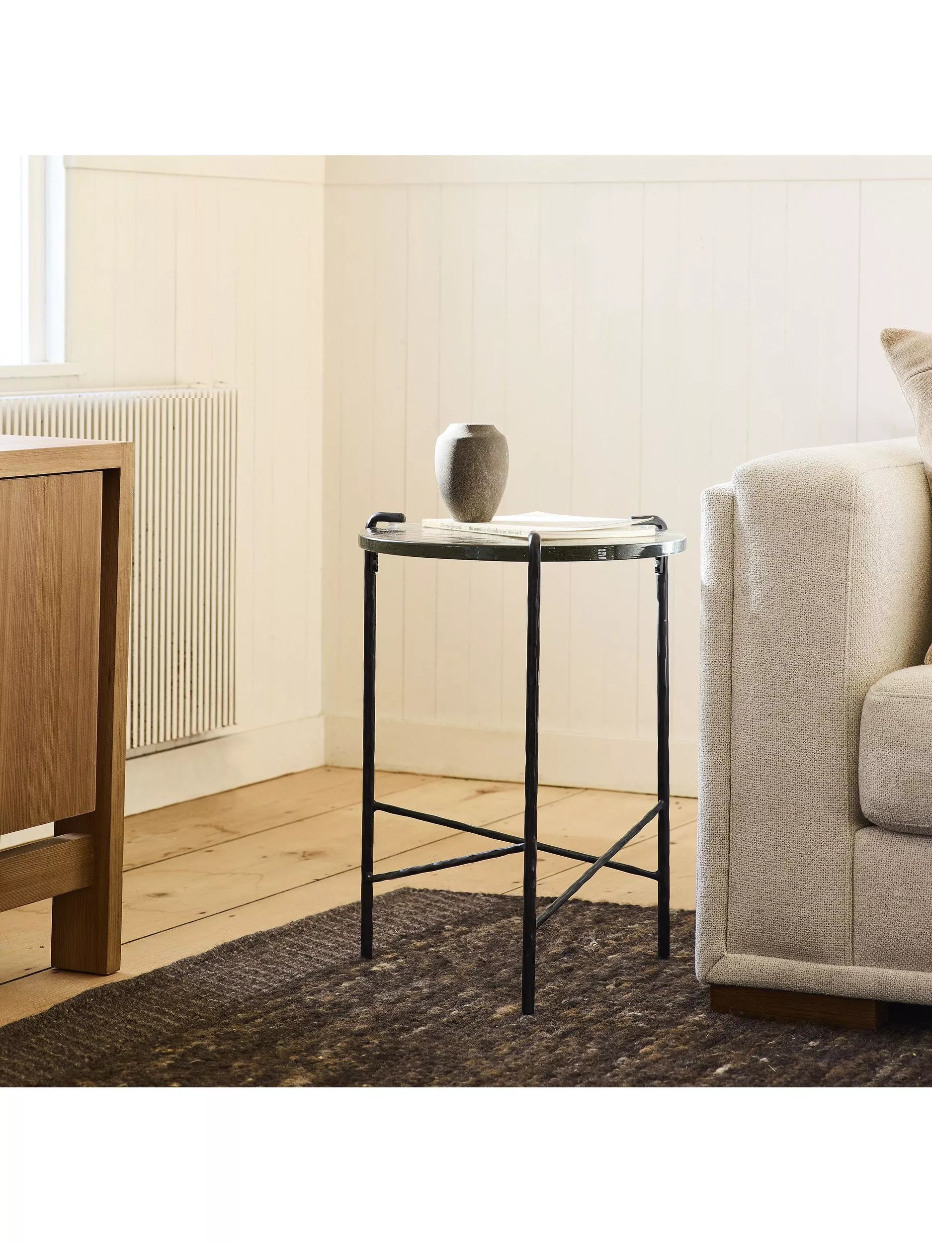 West Elm Ellery side table dark bronze glass metal - British product
