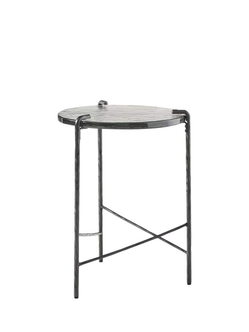 West Elm Ellery side table dark bronze glass metal - British product
