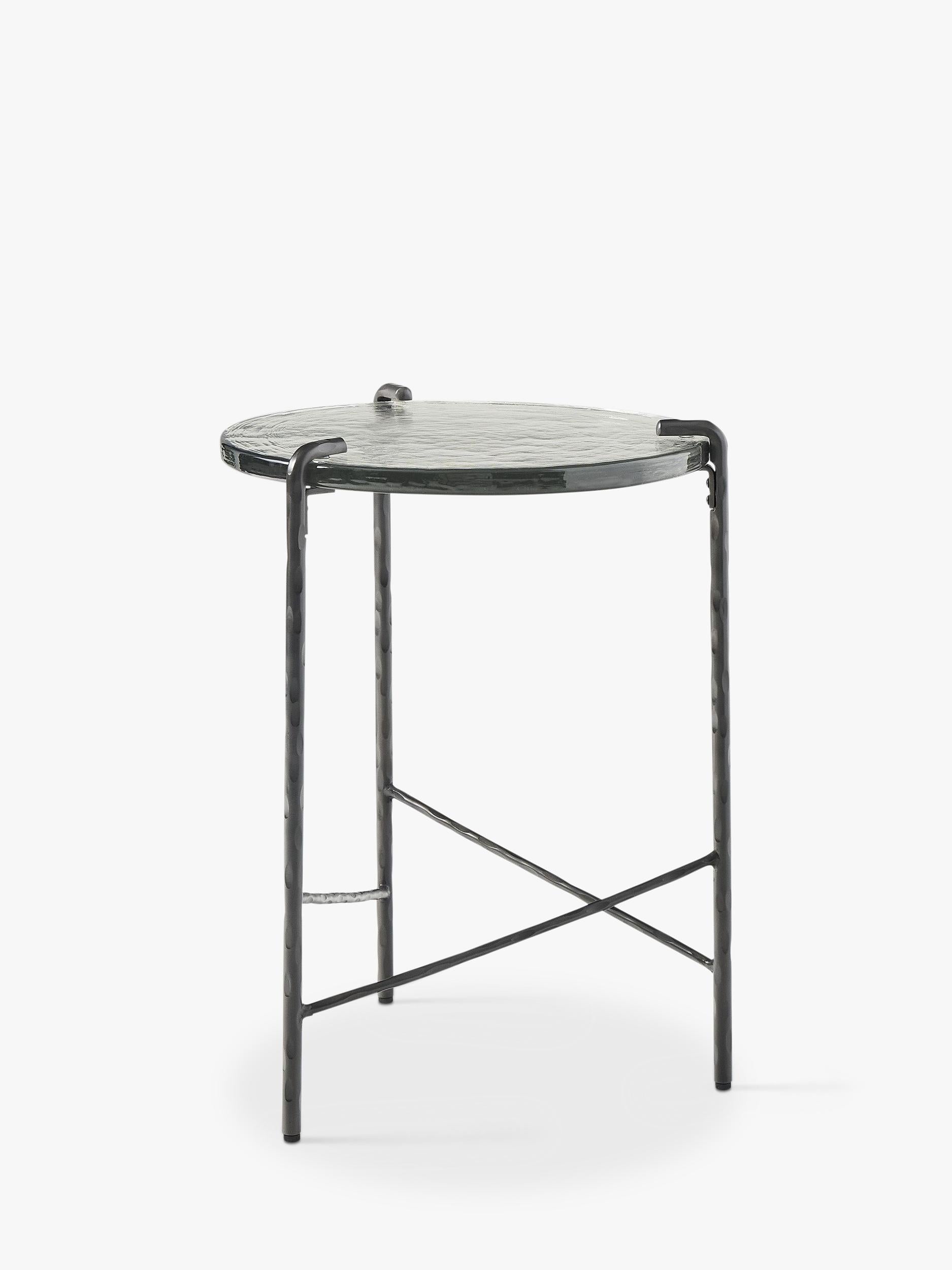 West Elm Ellery side table dark bronze glass metal - British product