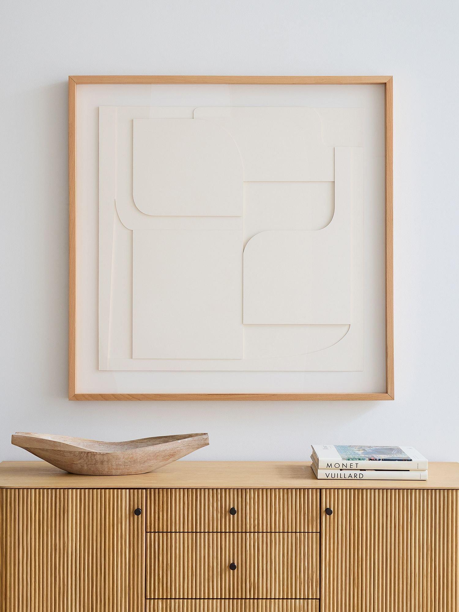 West Elm paper wall art 108x108cm natural beige, imported from the UK