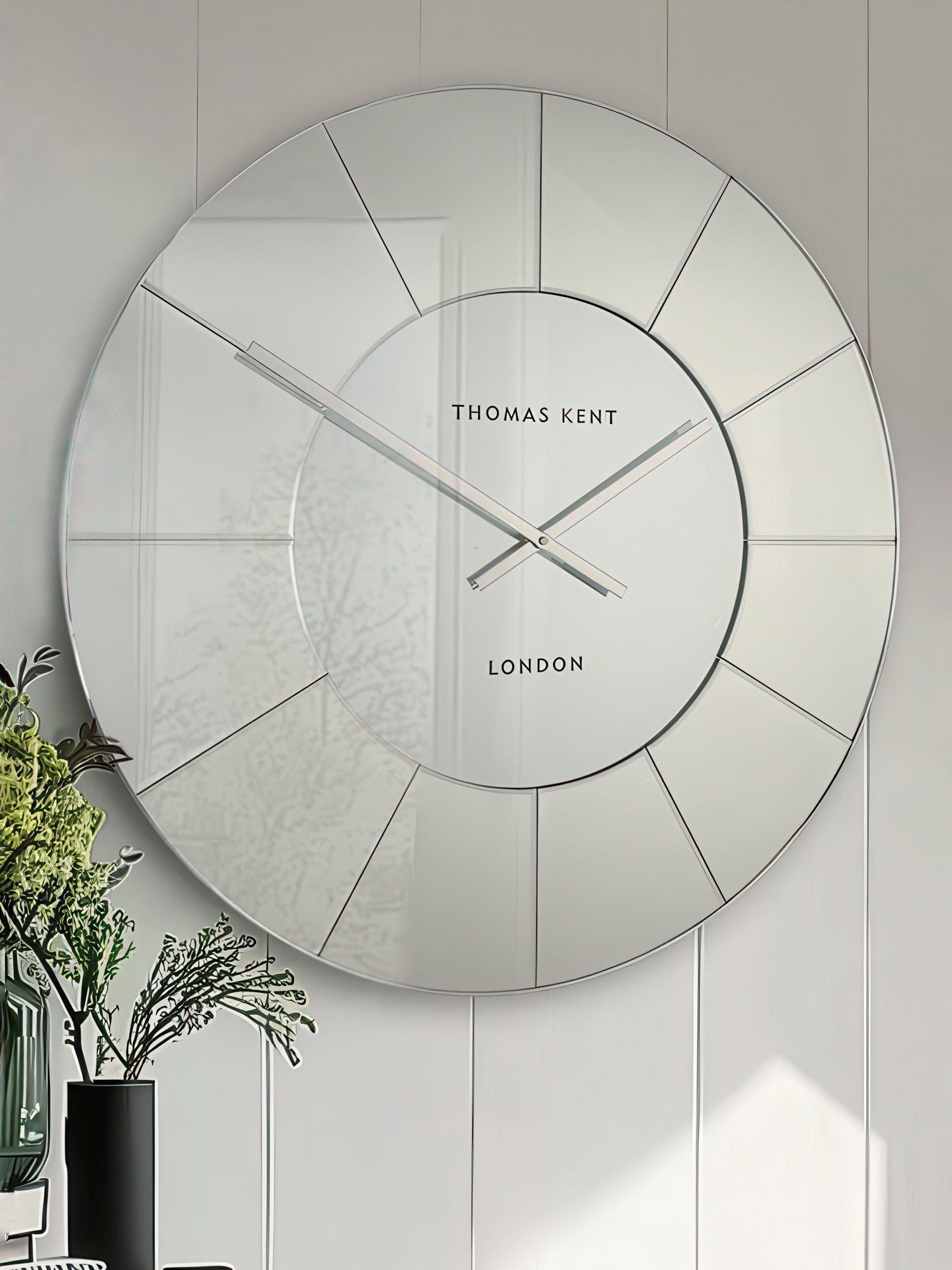 Thomas Kent Mirrored Wall Clock Silver Mirror 80cm (British brand)