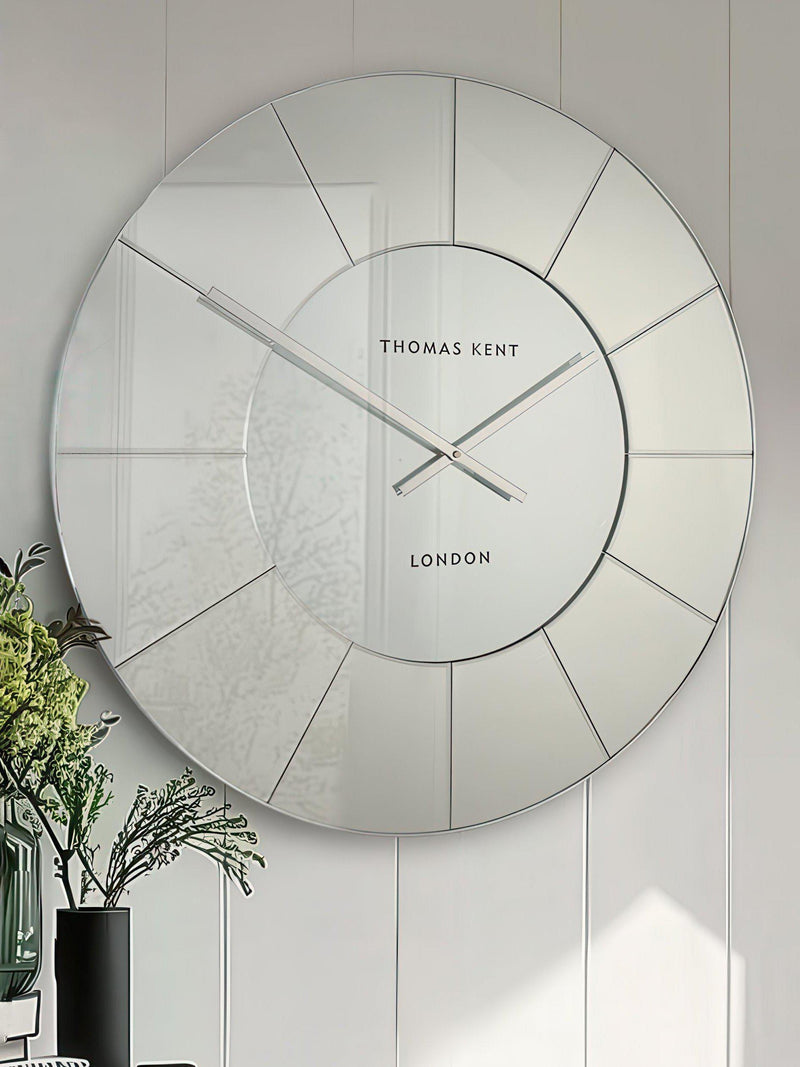 Thomas Kent Mirrored Wall Clock Silver Mirror 80cm (British brand)
