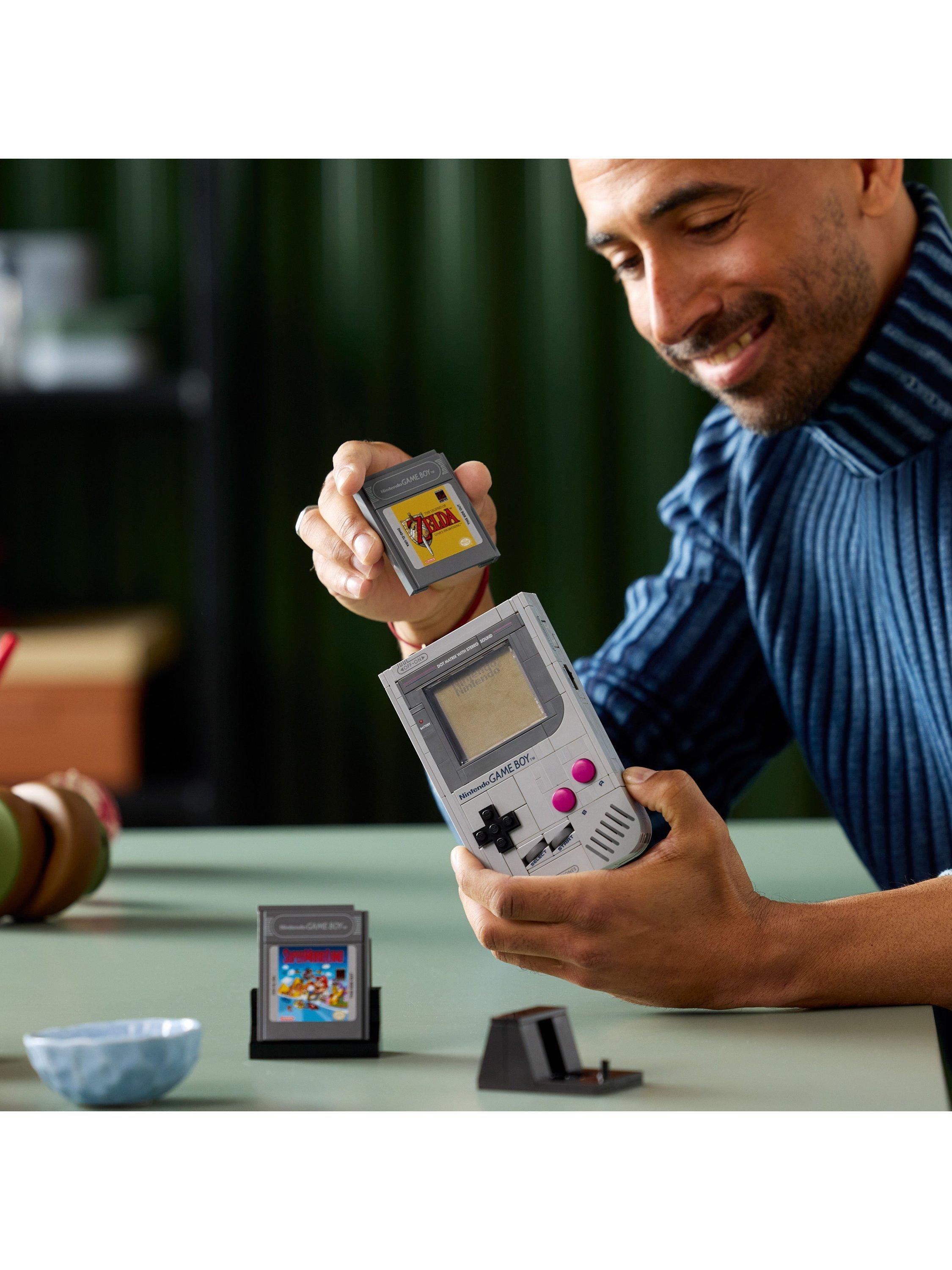LEGO Game Boy replica building set with interchangeable game paks and display stand, UK version